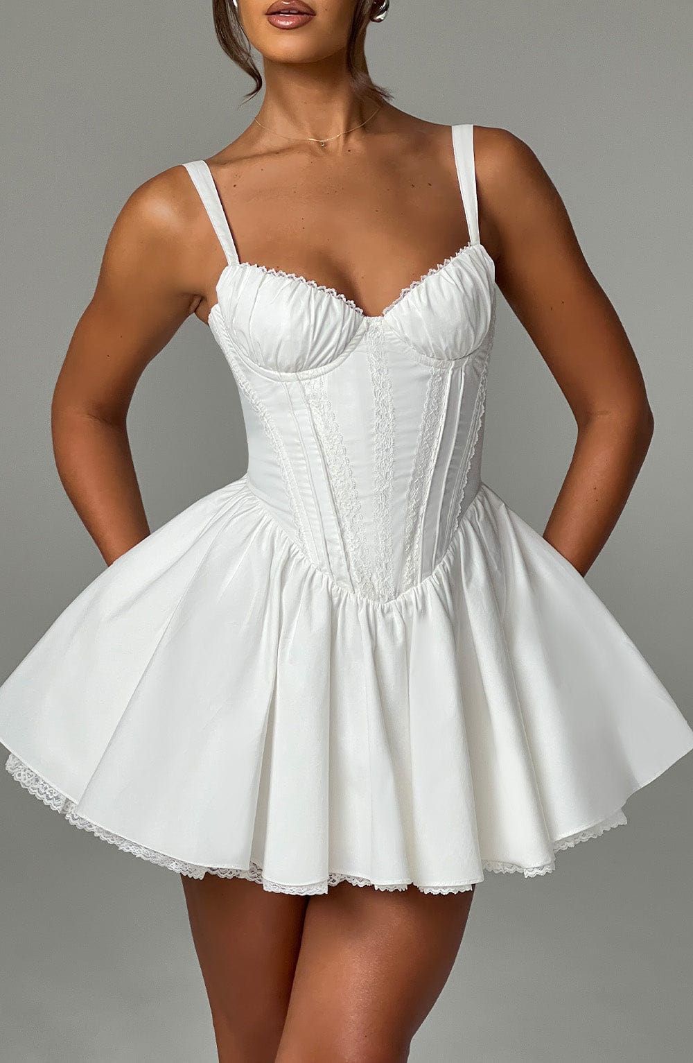 Josie Mini Dress - White - Sassygrove
