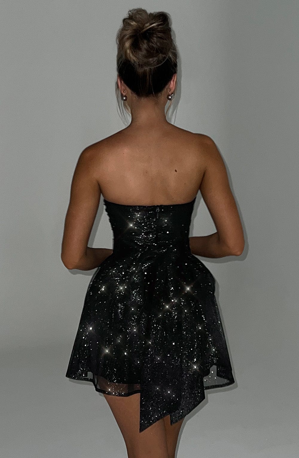 Melinda Mini Dress - Black Sparkle - Sassygrove