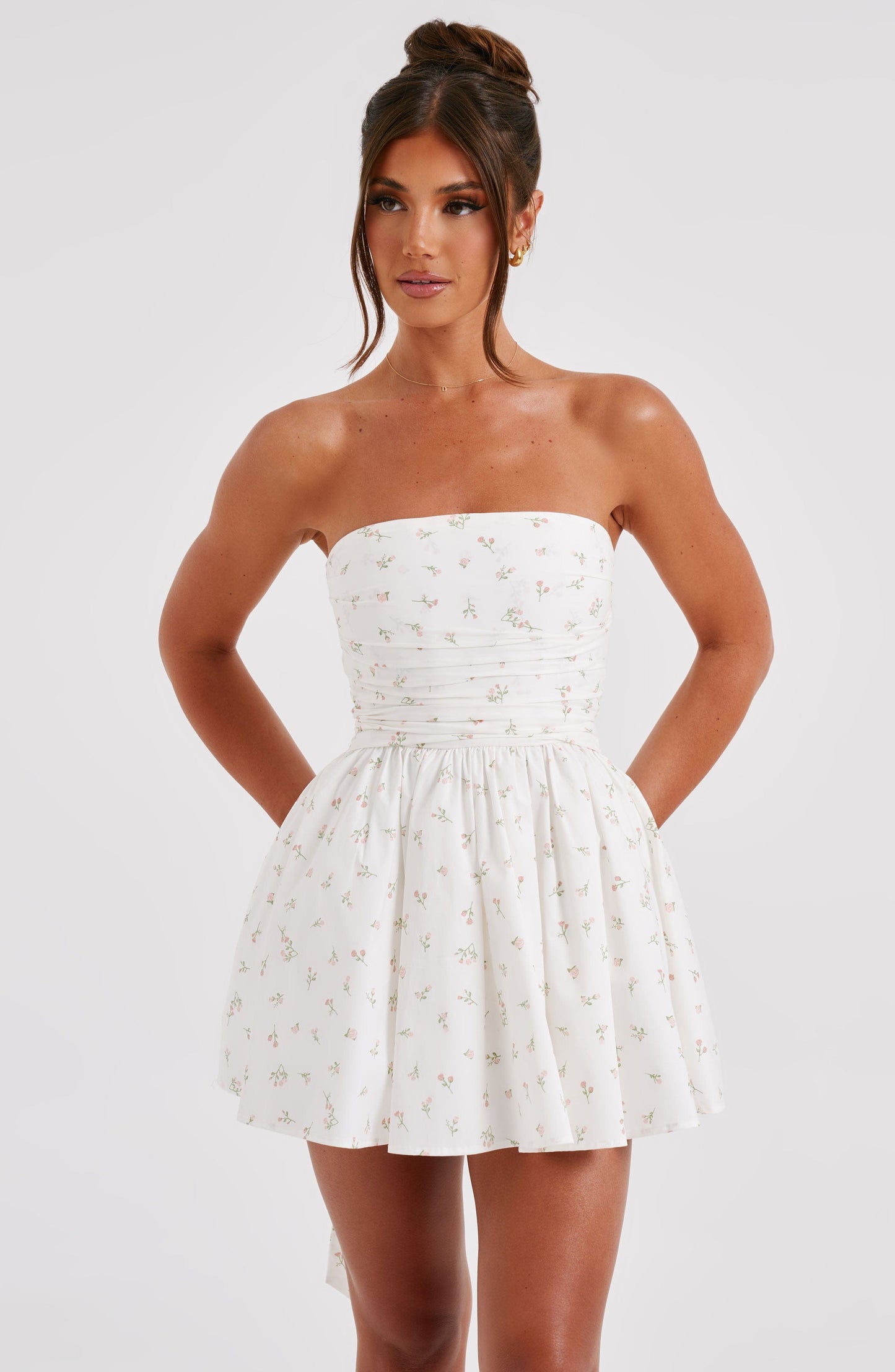 Melinda Mini Dress - Blush Floral Print - Sassygrove