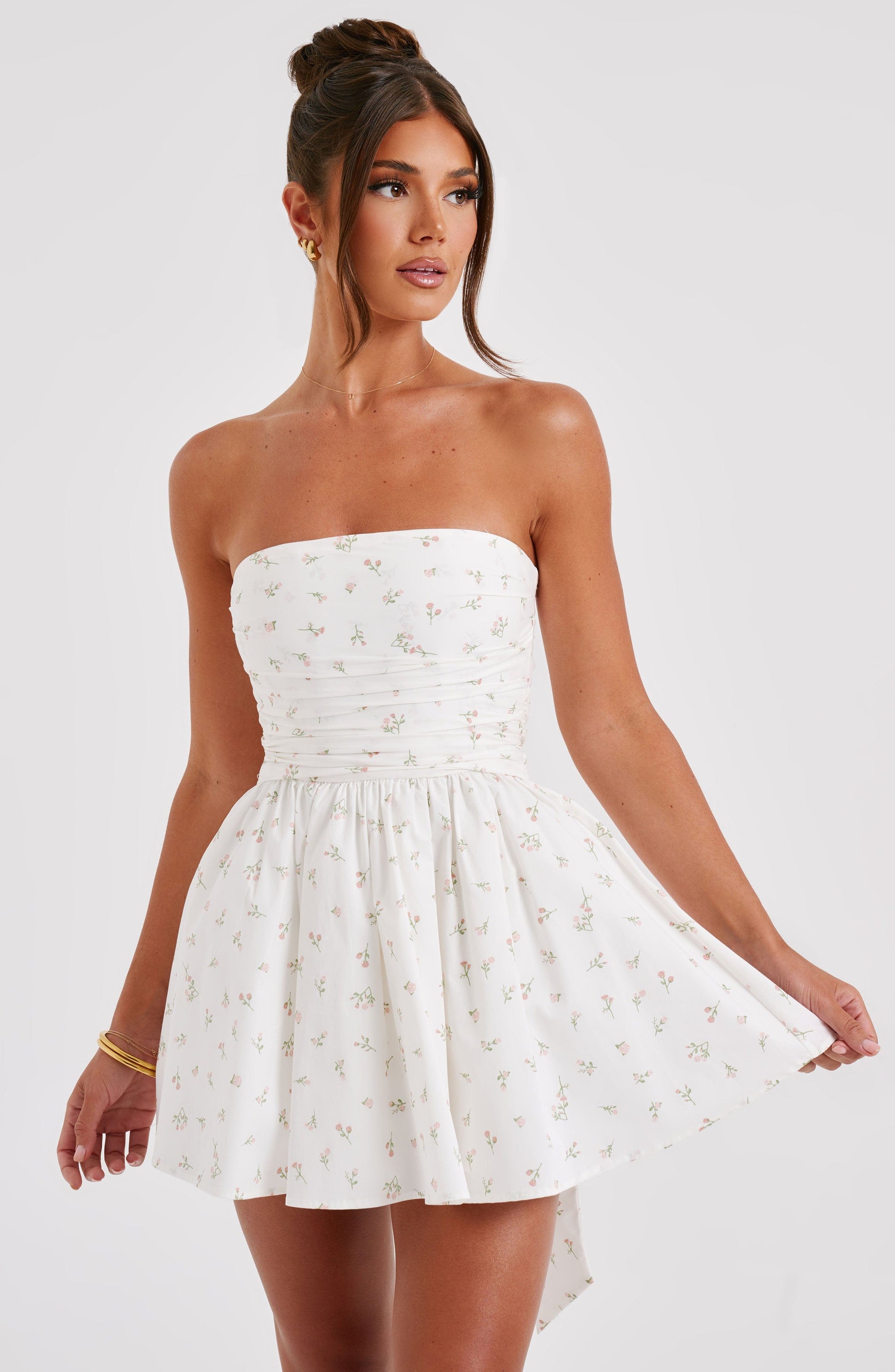 Melinda Mini Dress - Blush Floral Print - Sassygrove