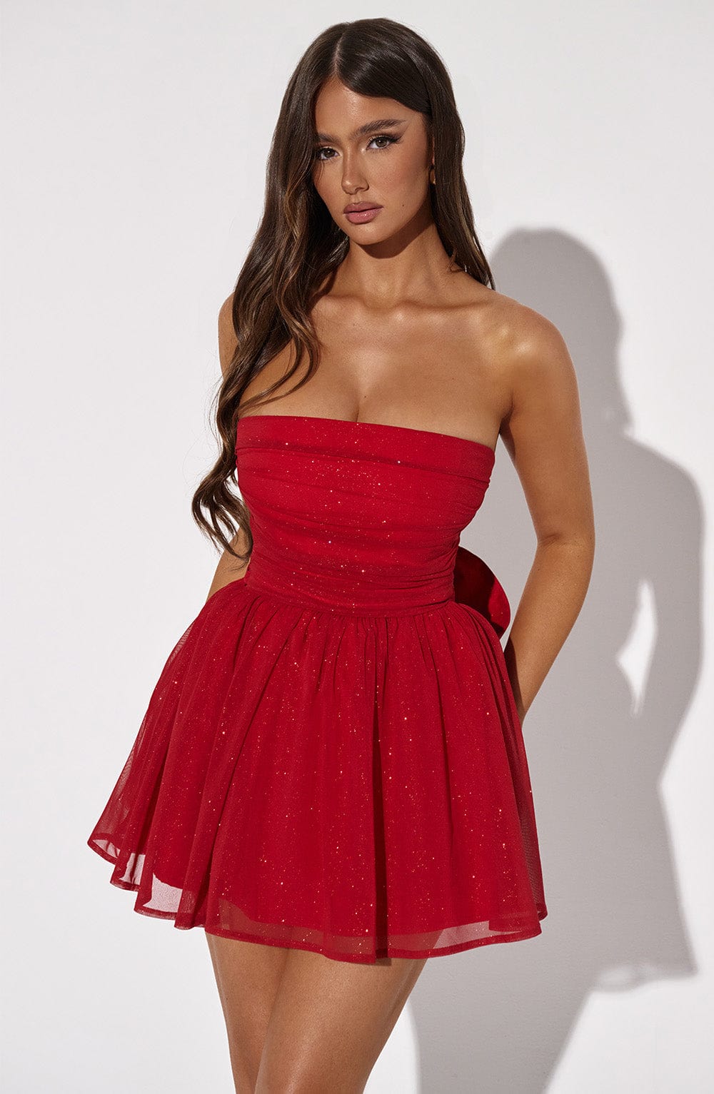 Melinda Mini Dress - Red Sparkle - Sassygrove