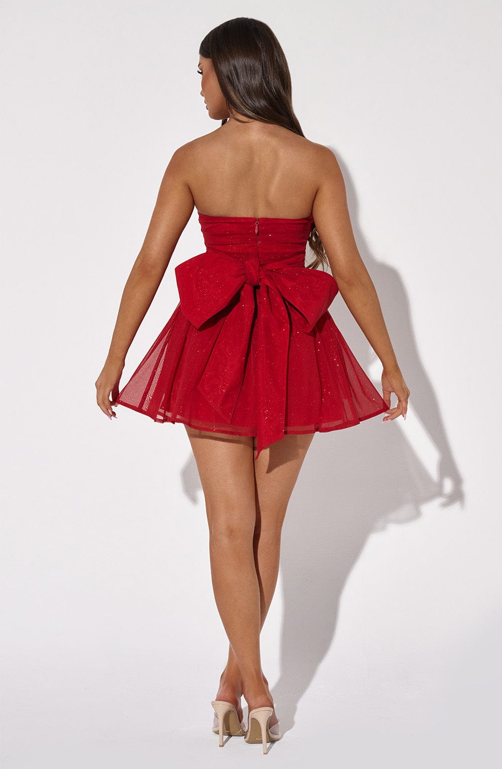 Melinda Mini Dress - Red Sparkle - Sassygrove