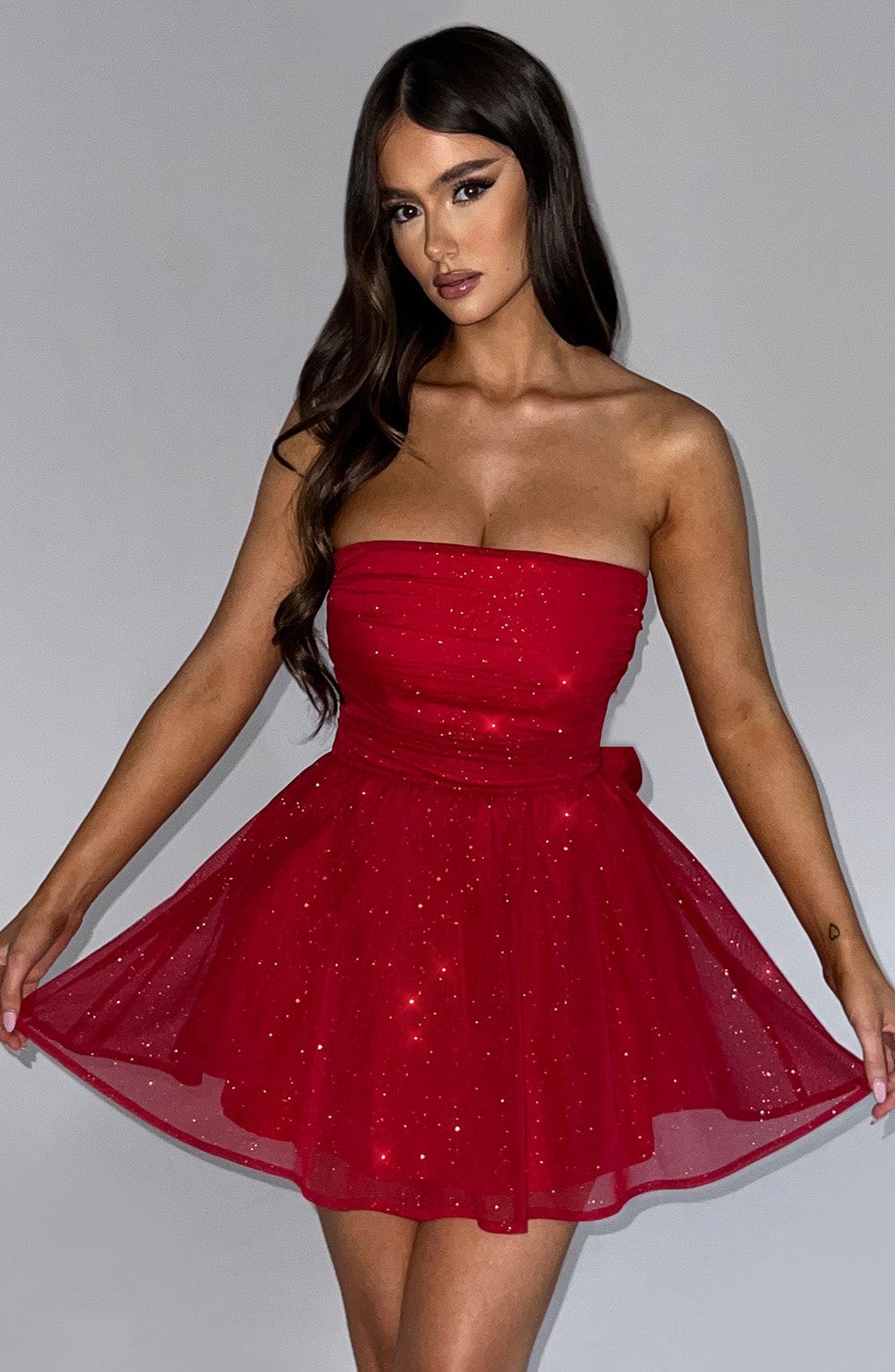 Melinda Mini Dress - Red Sparkle - Sassygrove