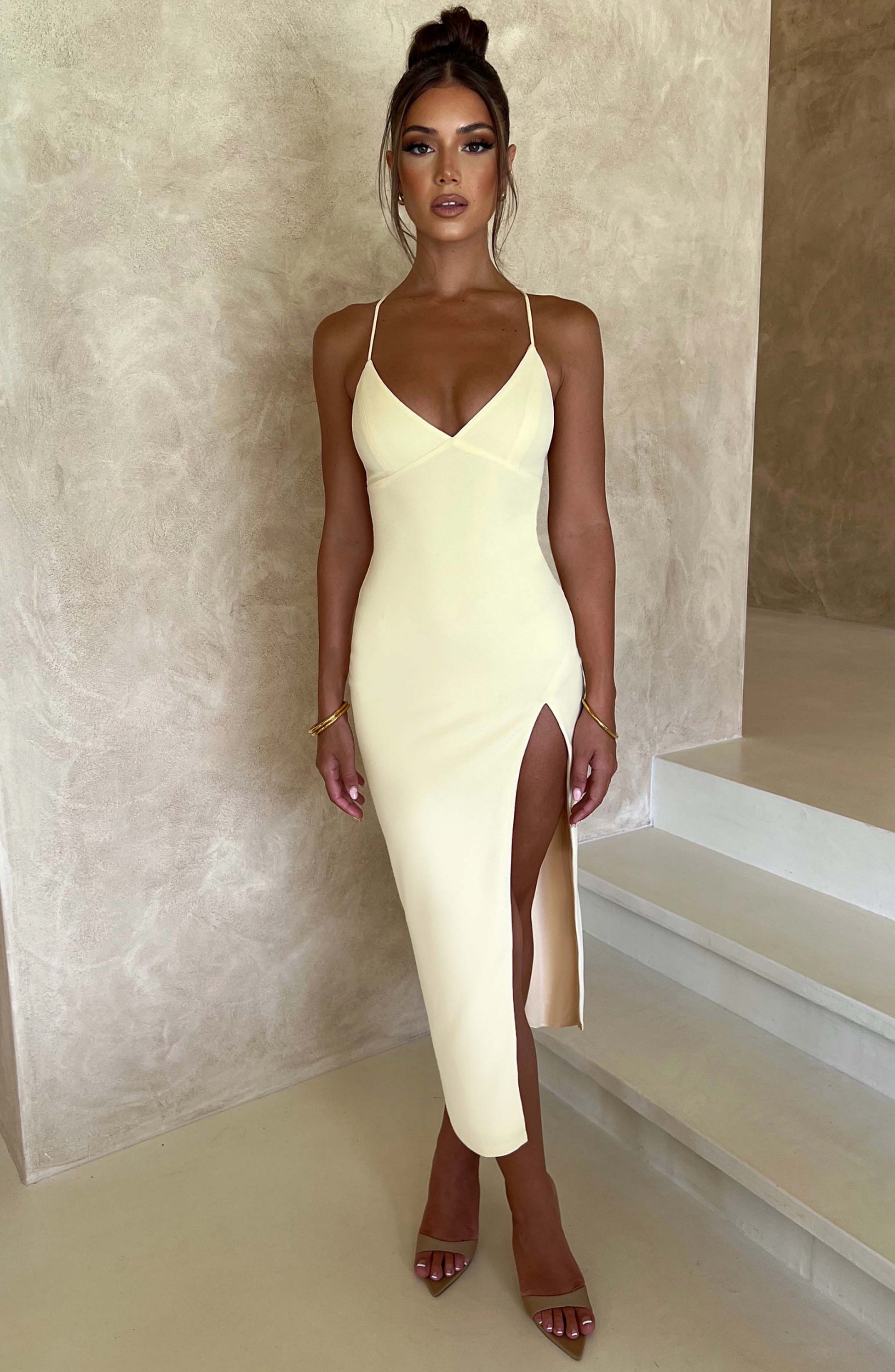 Kiara Midi Dress - Lemon - Sassygrove