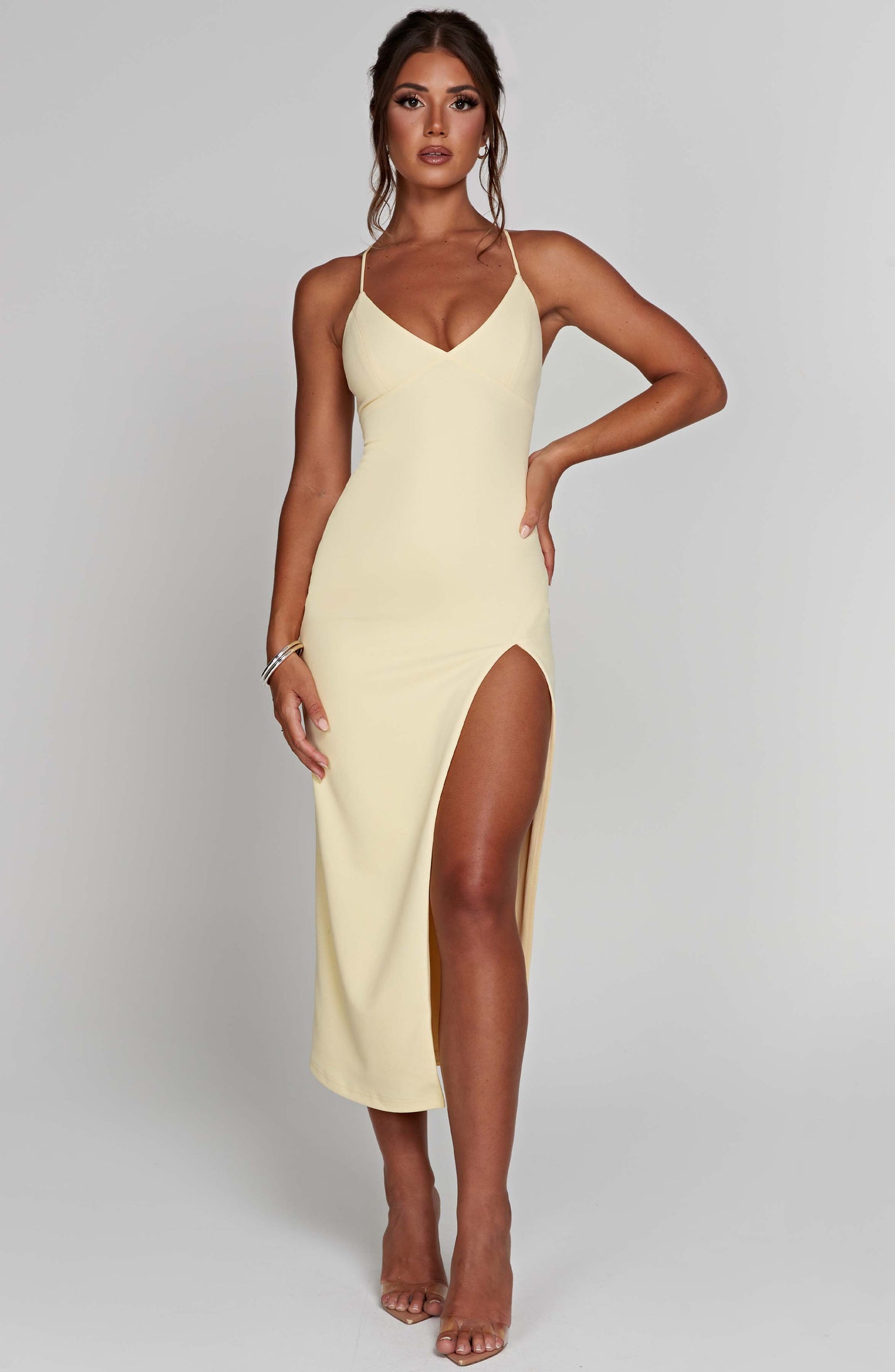 Kiara Midi Dress - Lemon - Sassygrove