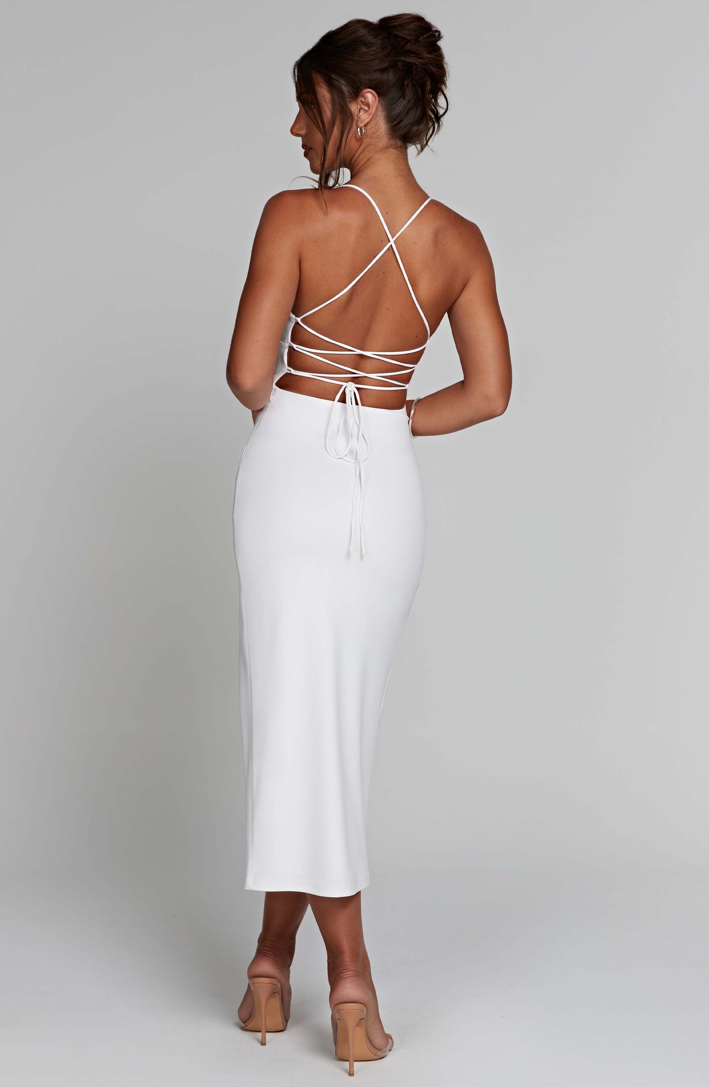 Kiara Midi Dress - White - Sassygrove