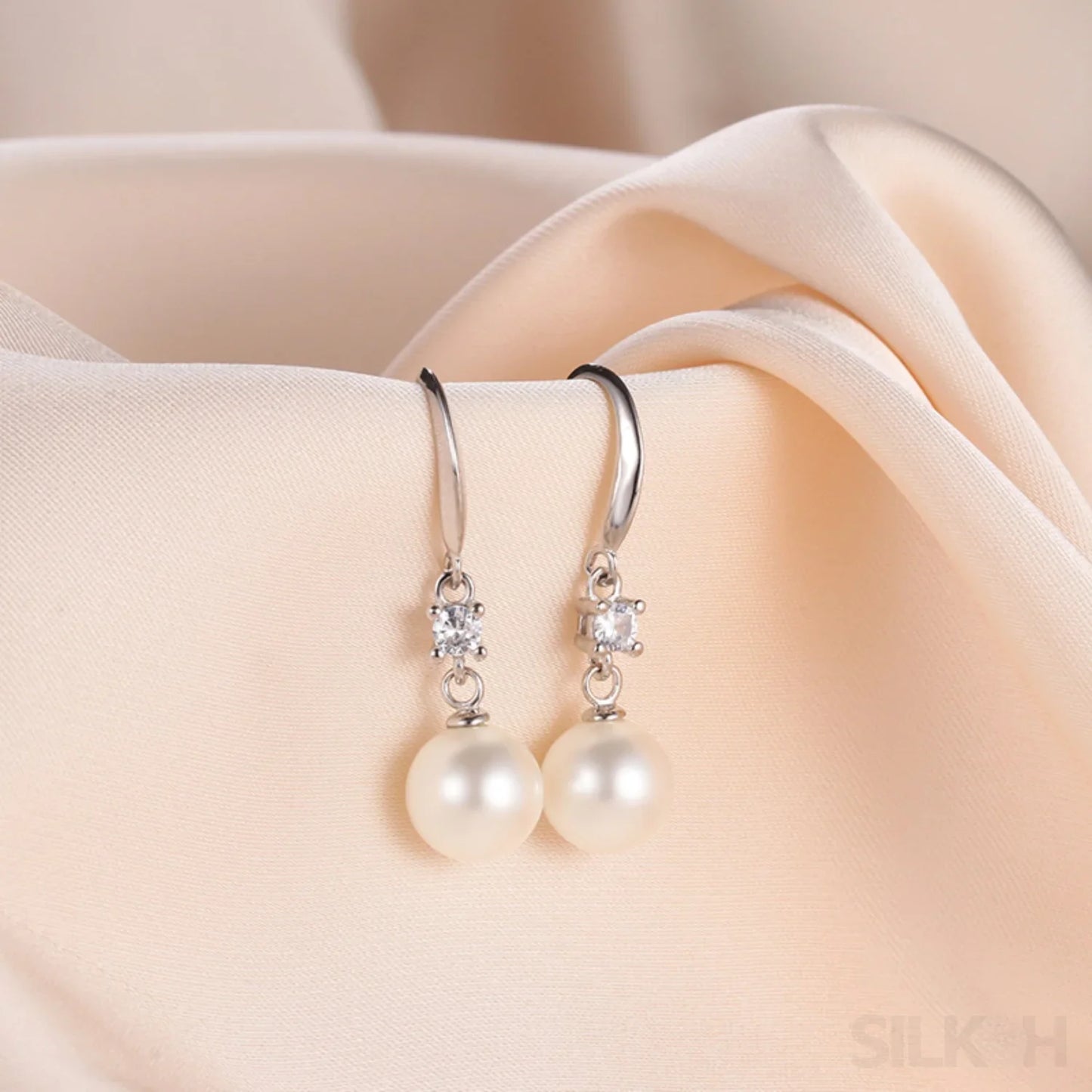 Long Shell Bead 925 Sterling Silver Pearl Earrings Adalyn - Sassygrove