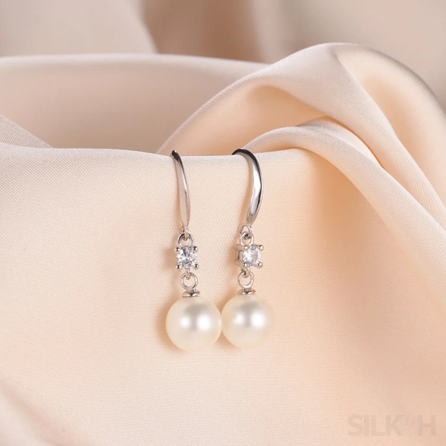 Long Shell Bead 925 Sterling Silver Pearl Earrings Adalyn - Sassygrove