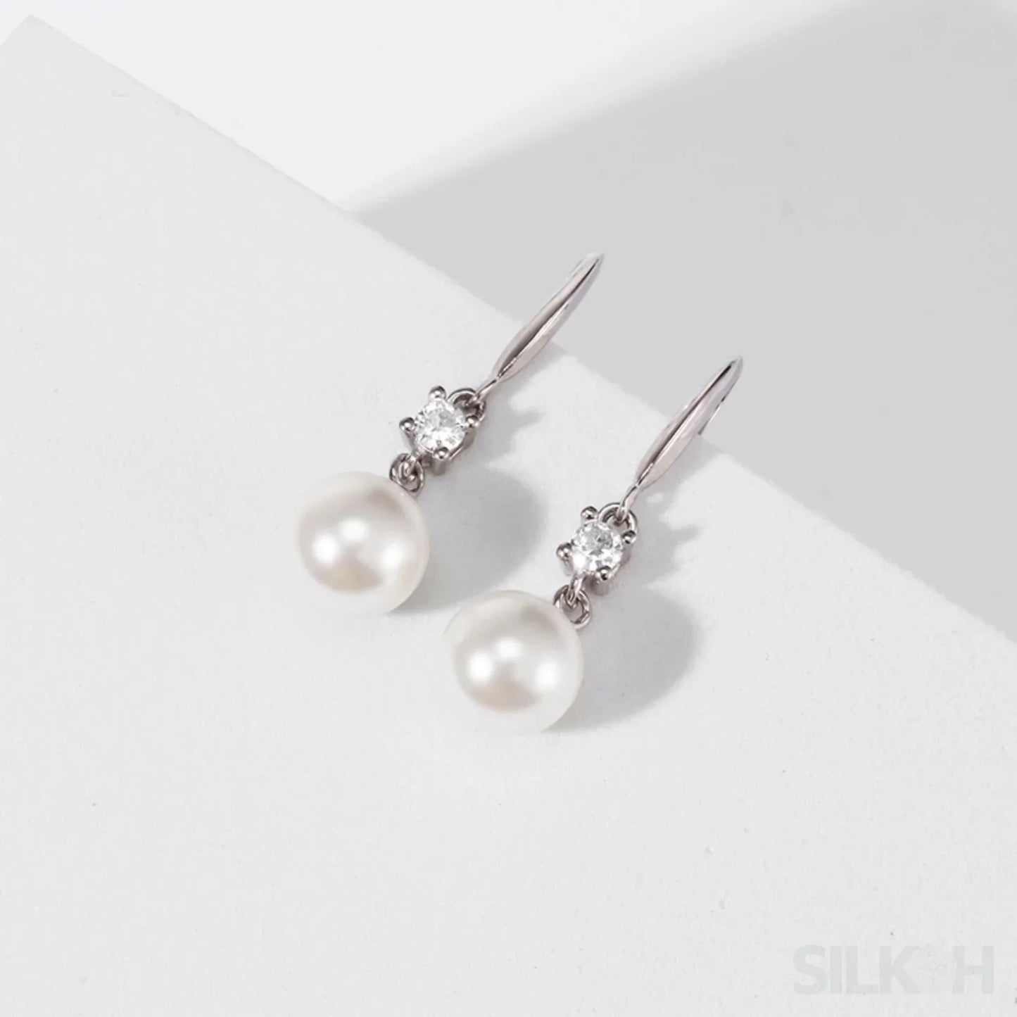 Long Shell Bead 925 Sterling Silver Pearl Earrings Adalyn - Sassygrove