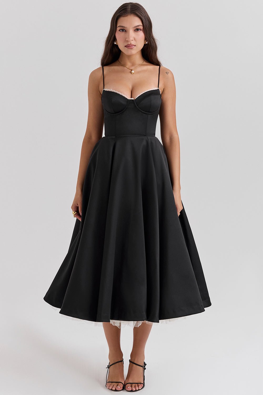 Madeline Midi Dress - Black - Sassygrove