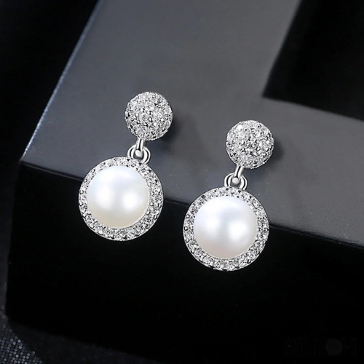 Micropaved Zirconia Freshwater Sterling Silver Pearl Stud Earring Arya - Sassygrove