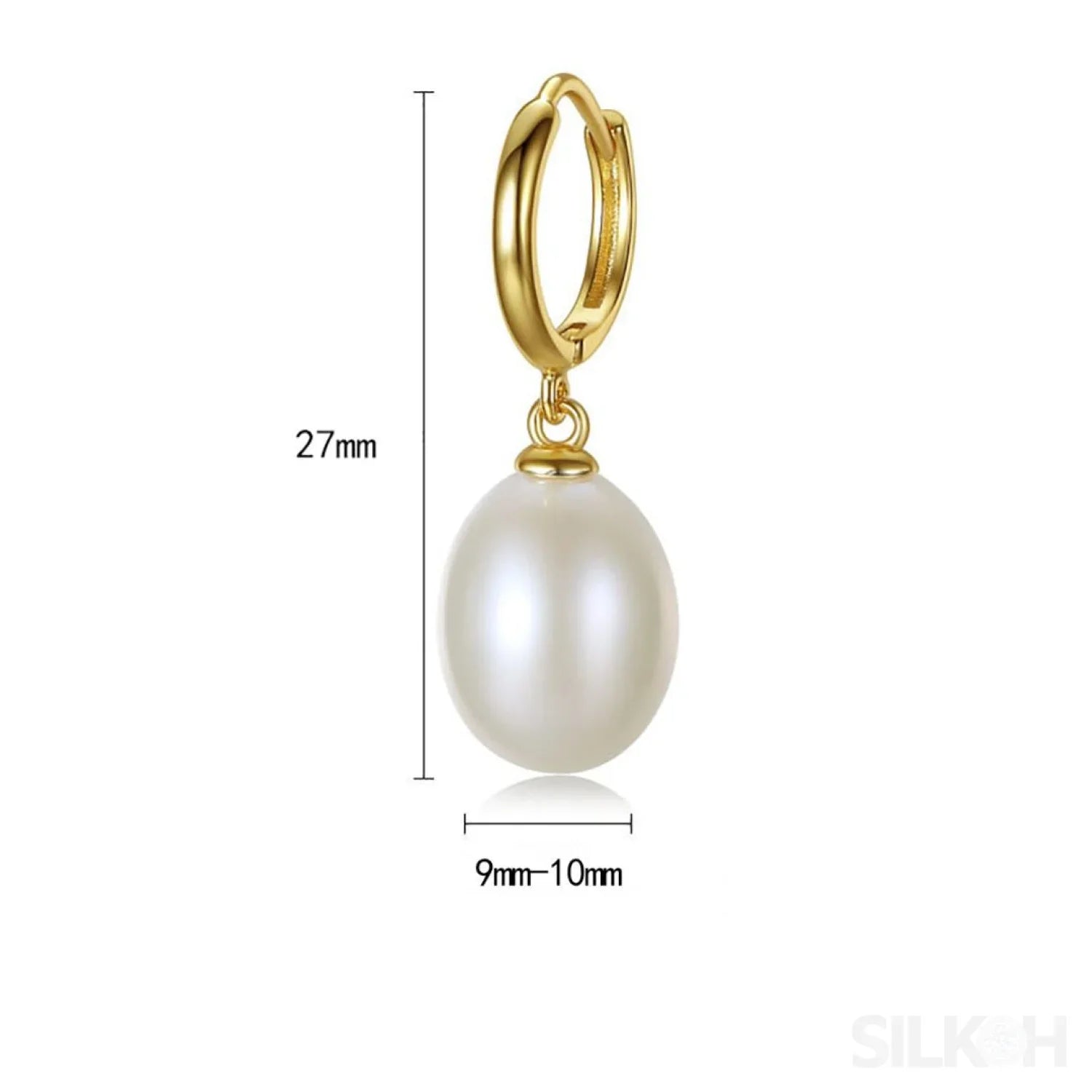 Oval Sterling Silver pearl Hoop Earrings Ana - Sassygrove
