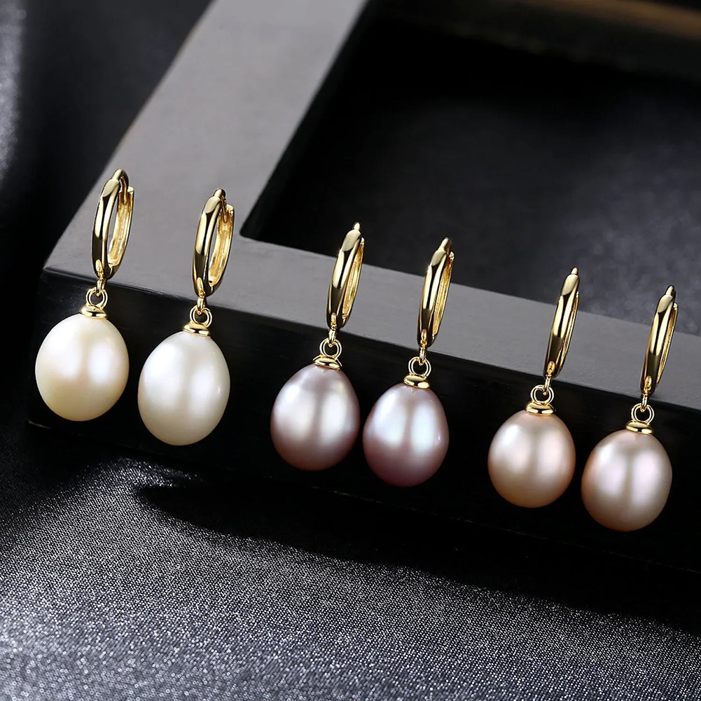 Oval Sterling Silver pearl Hoop Earrings Ana - Sassygrove