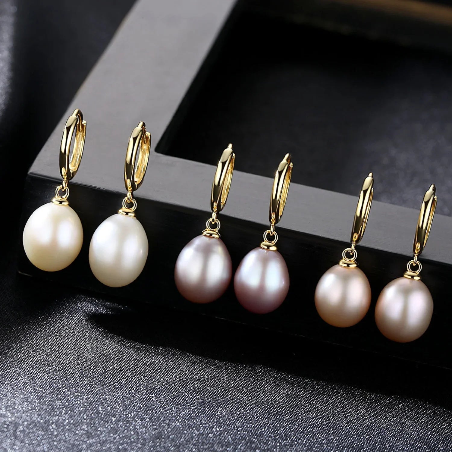Oval Sterling Silver pearl Hoop Earrings Ana - Sassygrove
