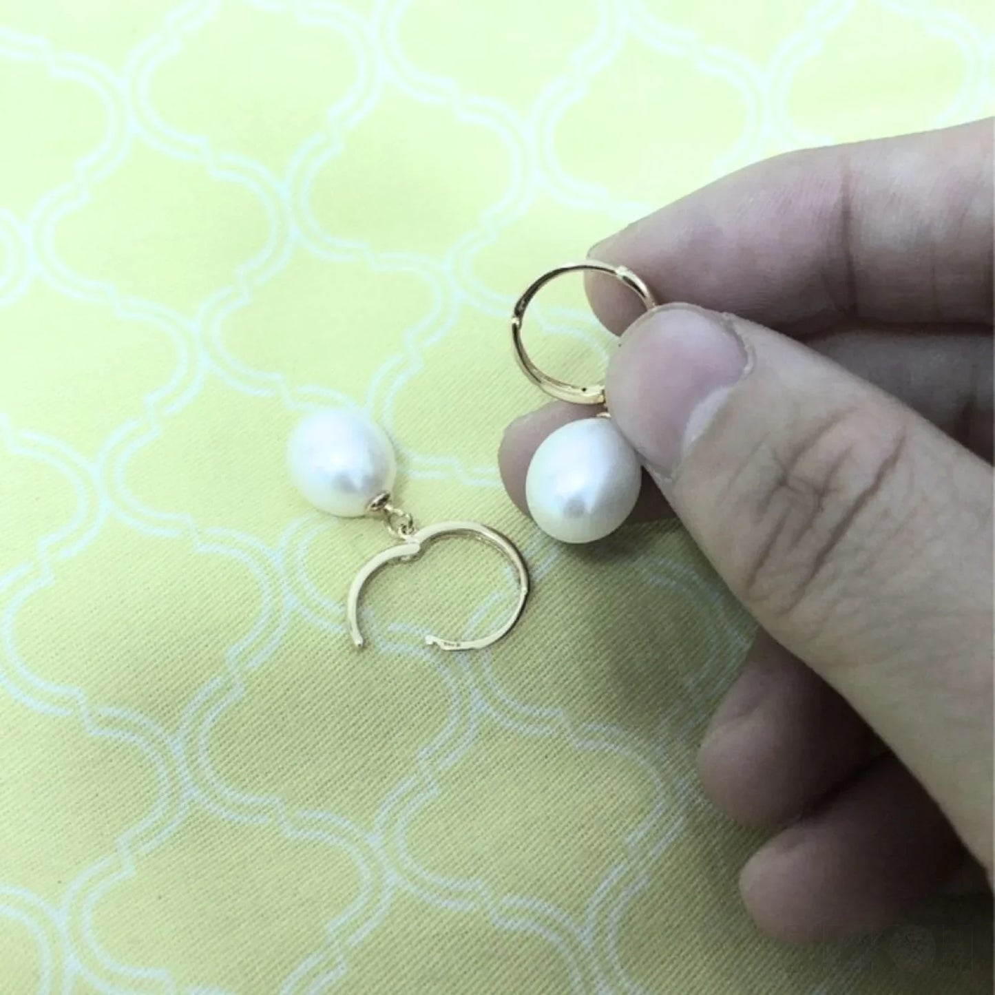Oval Sterling Silver pearl Hoop Earrings Ana - Sassygrove