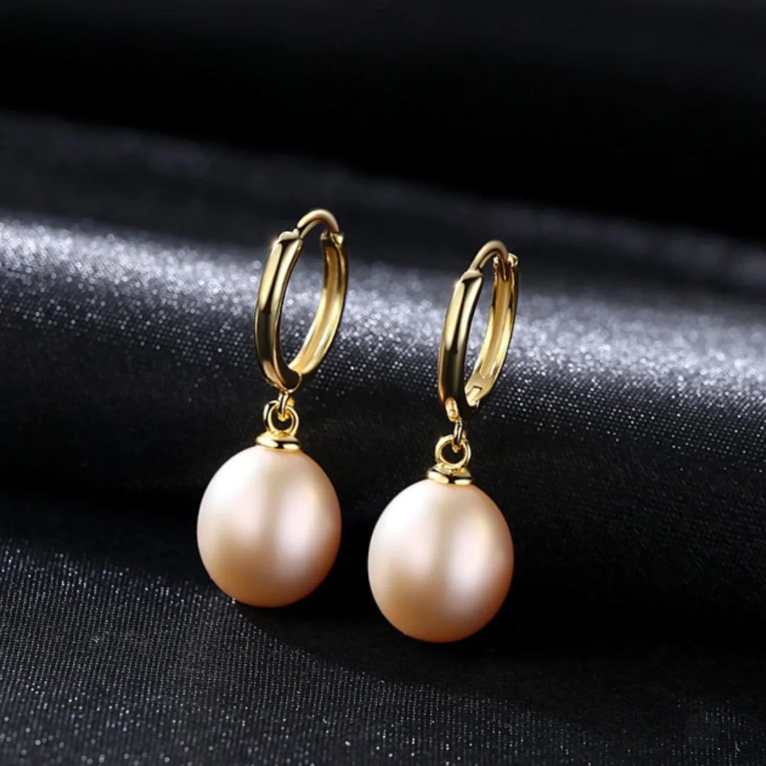 Oval Sterling Silver pearl Hoop Earrings Ana - Sassygrove