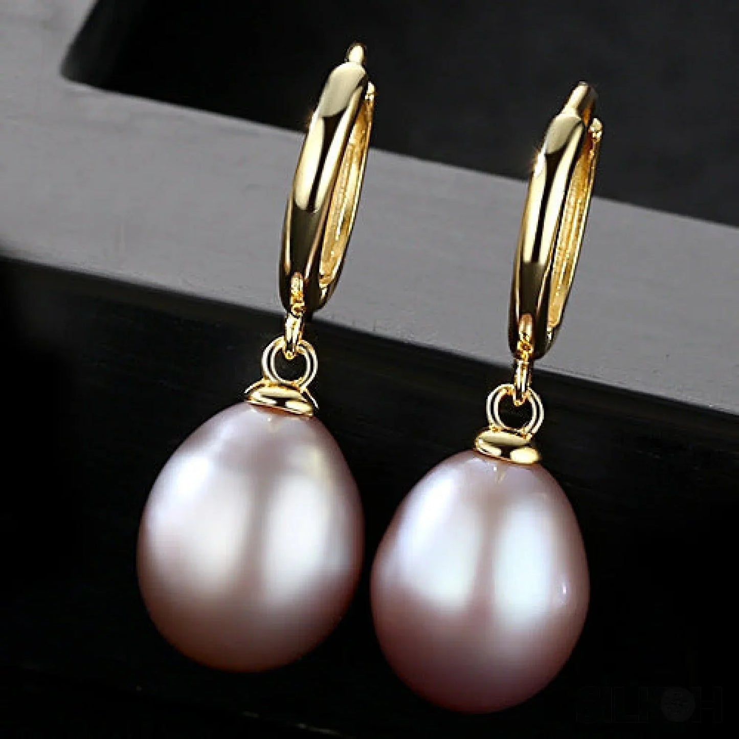 Oval Sterling Silver pearl Hoop Earrings Ana - Sassygrove