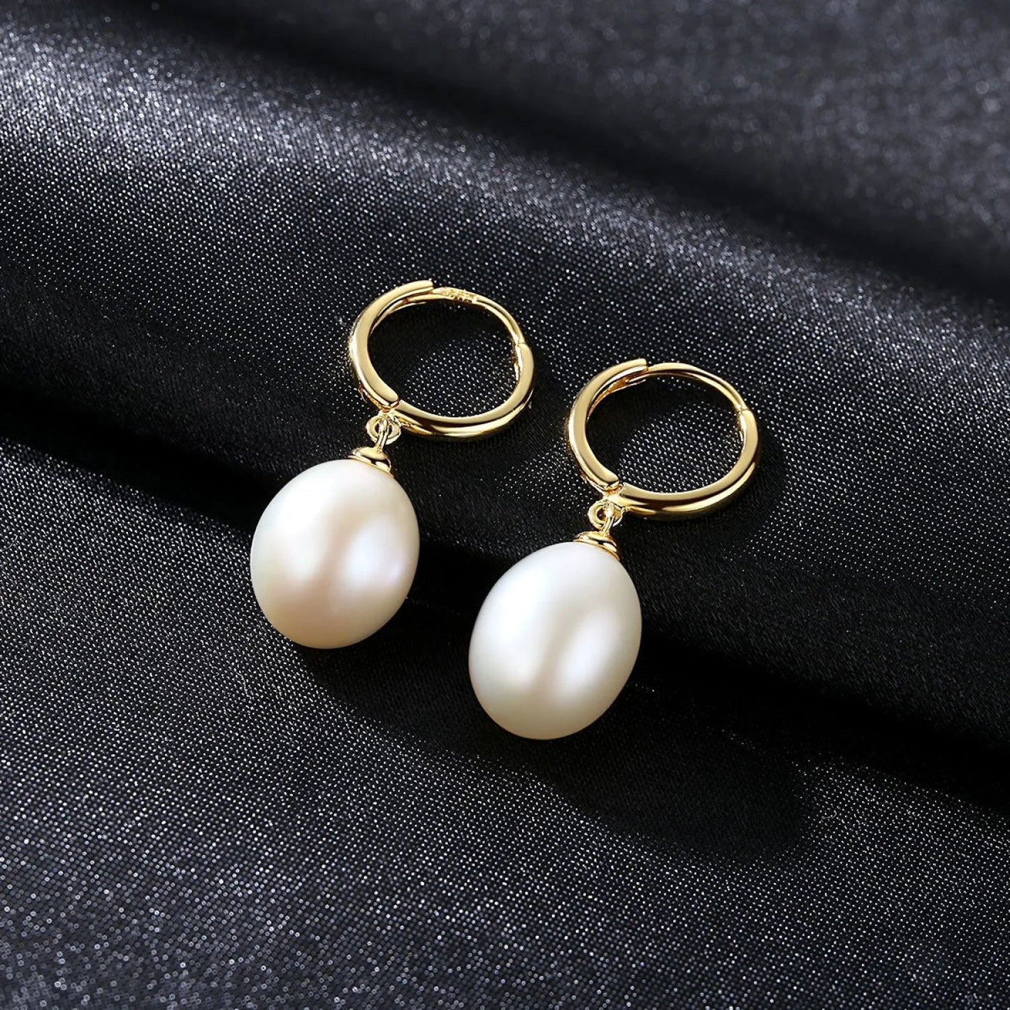 Oval Sterling Silver pearl Hoop Earrings Ana - Sassygrove