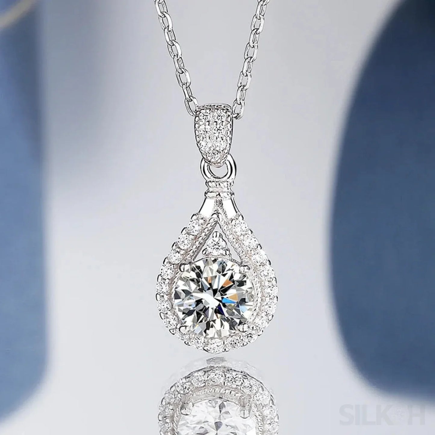 Pear Shaped 925 Sterling Silver Moissanite Necklace Ava - Sassygrove