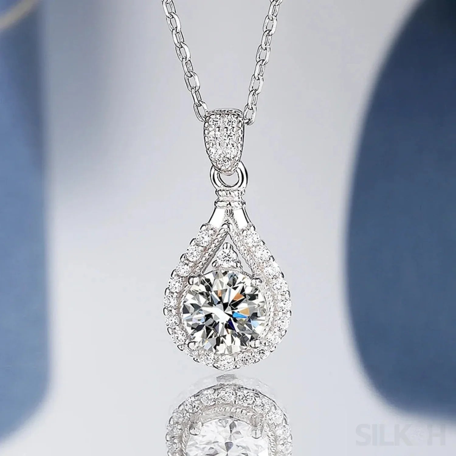 Pear Shaped 925 Sterling Silver Moissanite Necklace Ava - Sassygrove