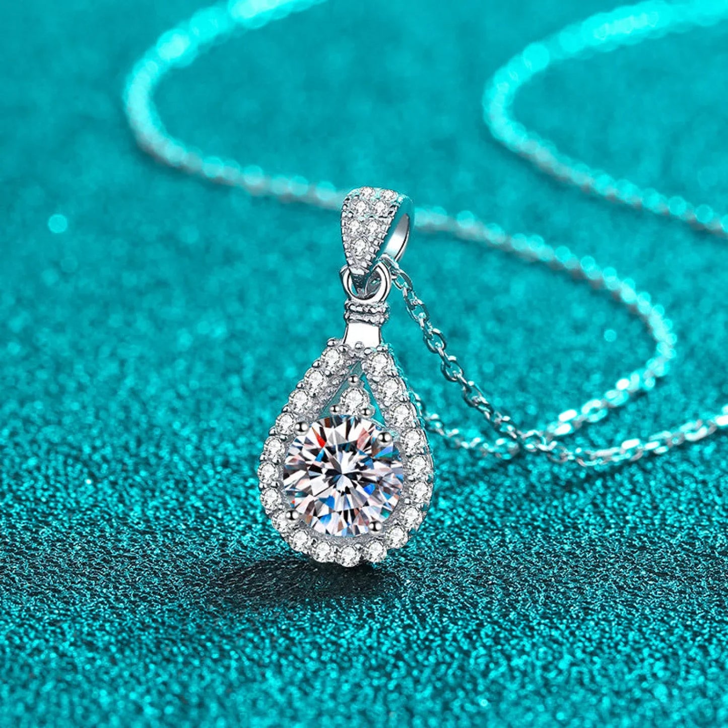 Pear Shaped 925 Sterling Silver Moissanite Necklace Ava - Sassygrove