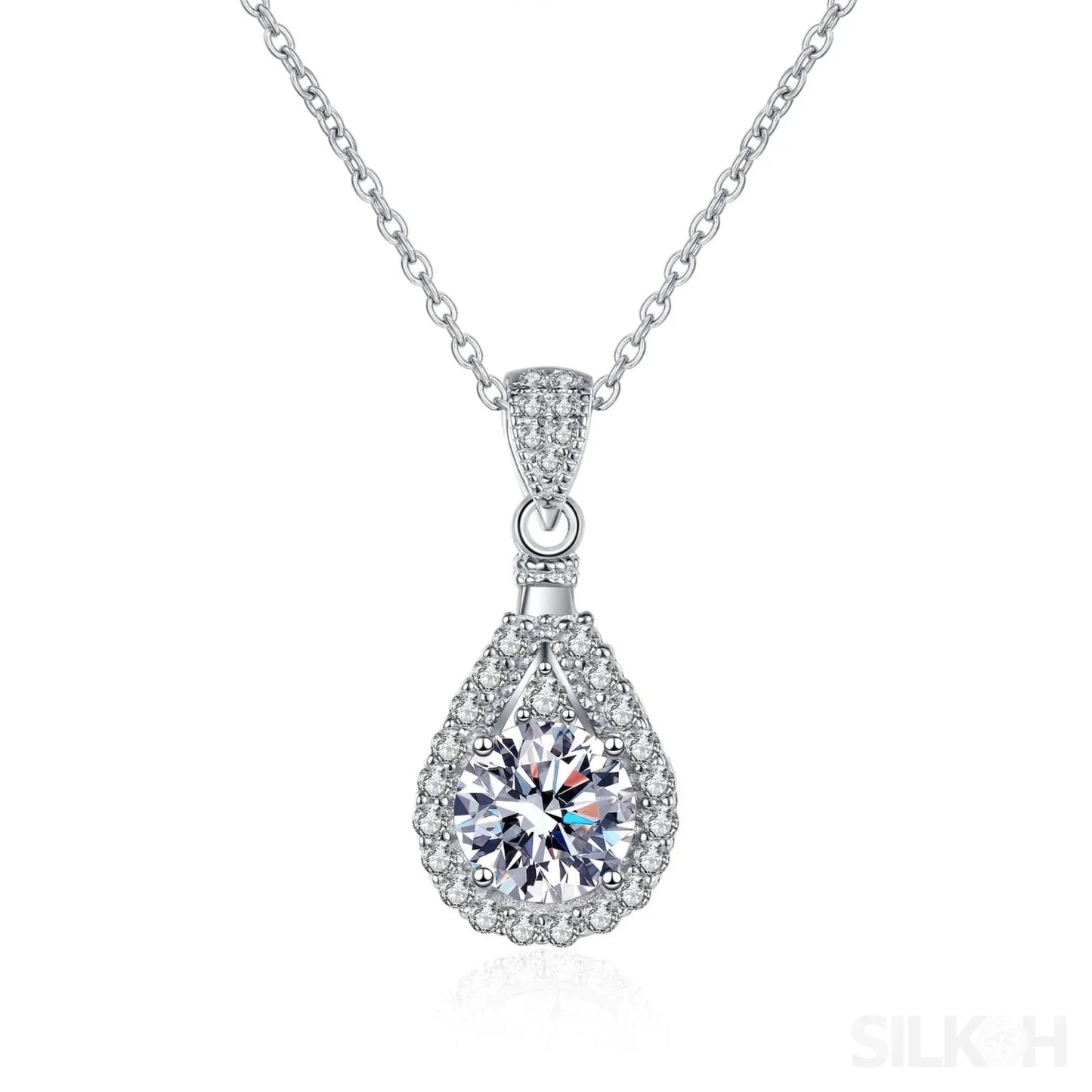 Pear Shaped 925 Sterling Silver Moissanite Necklace Ava - Sassygrove