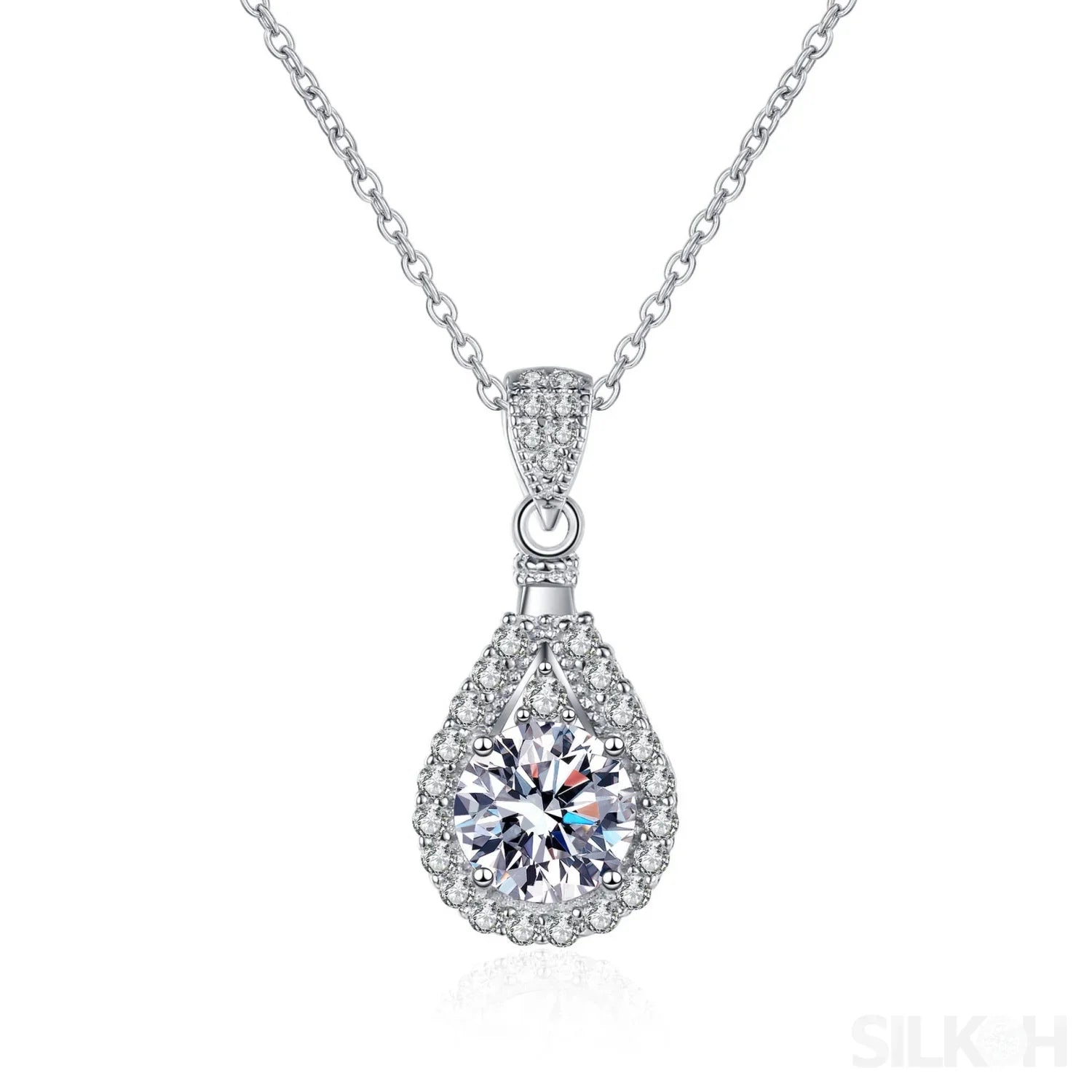 Pear Shaped 925 Sterling Silver Moissanite Necklace Ava - Sassygrove