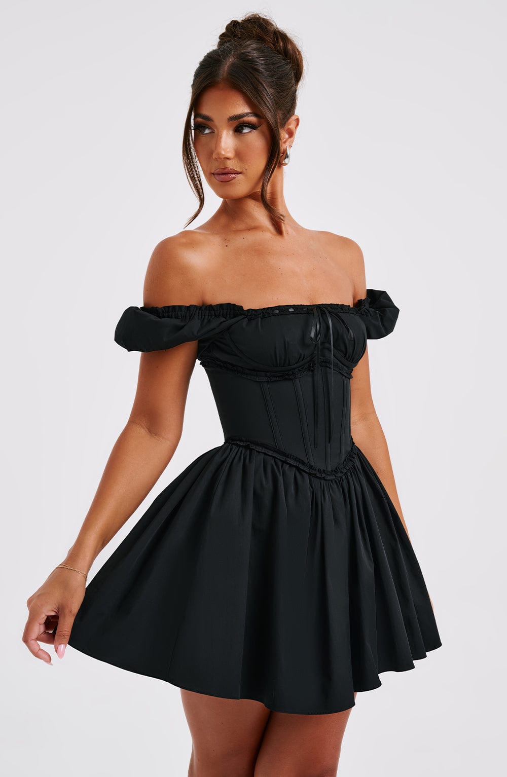 Phoebe Mini Dress-Black - Sassygrove