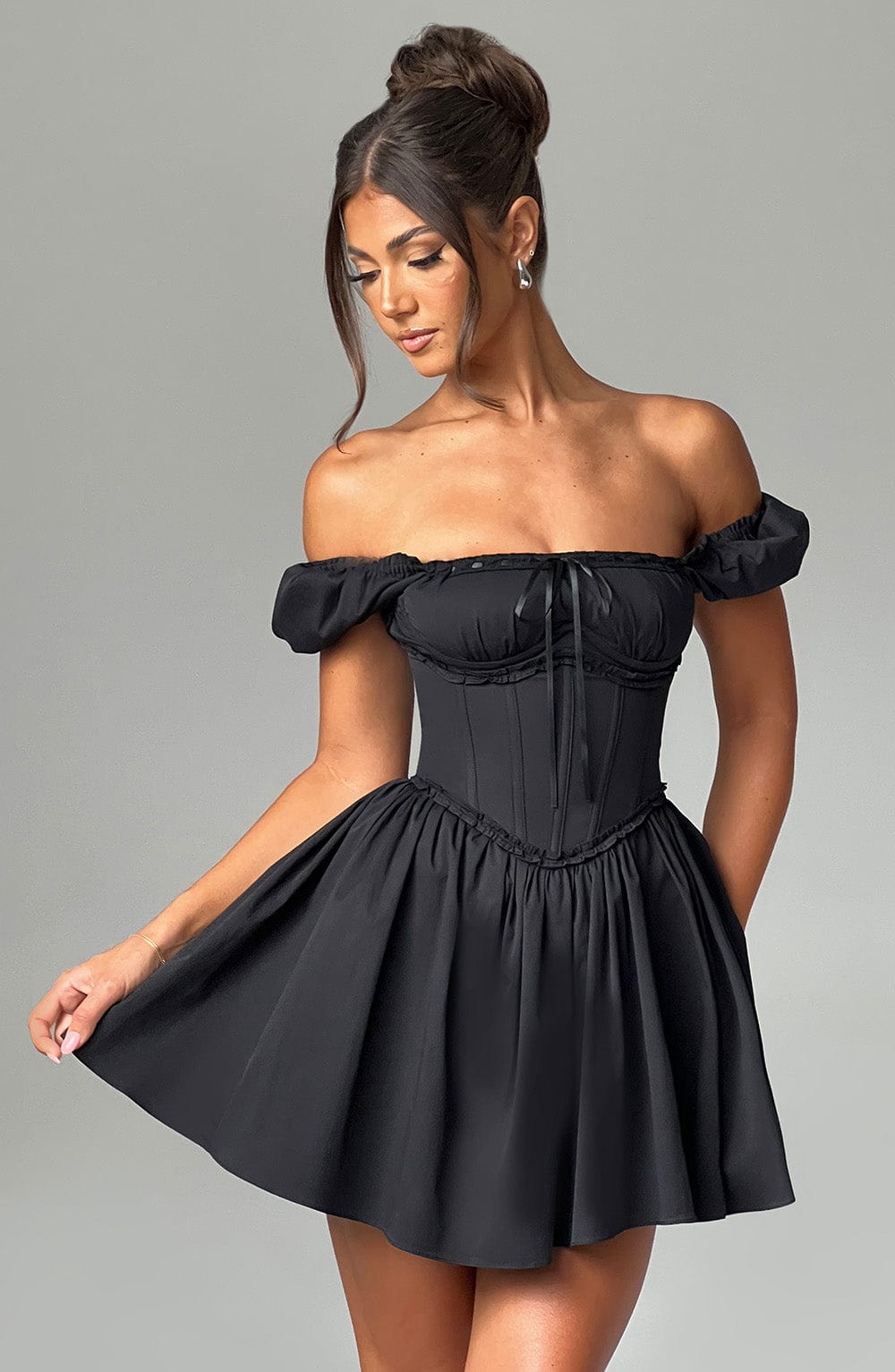 Phoebe Mini Dress-Black - Sassygrove