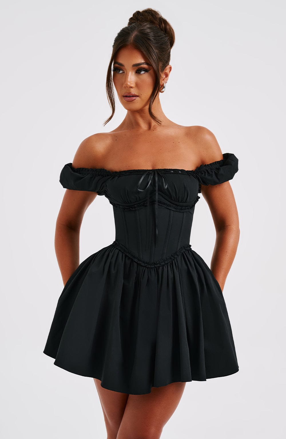 Phoebe Mini Dress-Black - Sassygrove