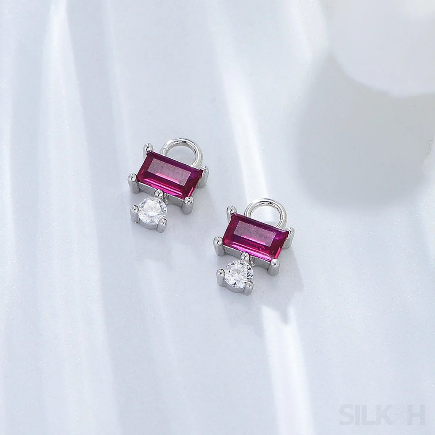 Purple Sterling Silver CZ Hoop Earrings Cia - Sassygrove