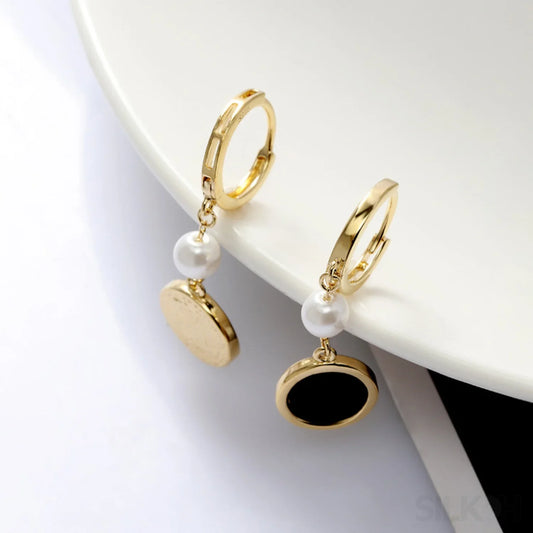Retro 14K Gold Plated Sterling Silver Freshwater Pearl Hoop Earrings Lainey - Sassygrove