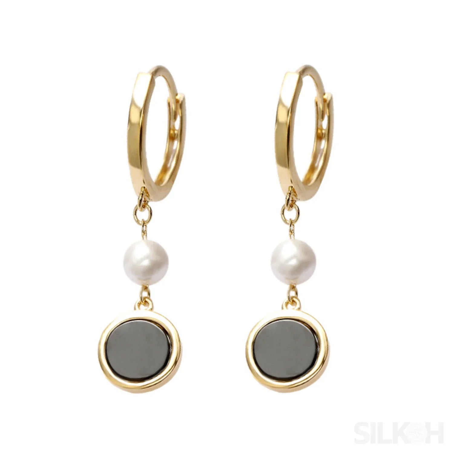 Retro 14K Gold Plated Sterling Silver Freshwater Pearl Hoop Earrings Lainey - Sassygrove