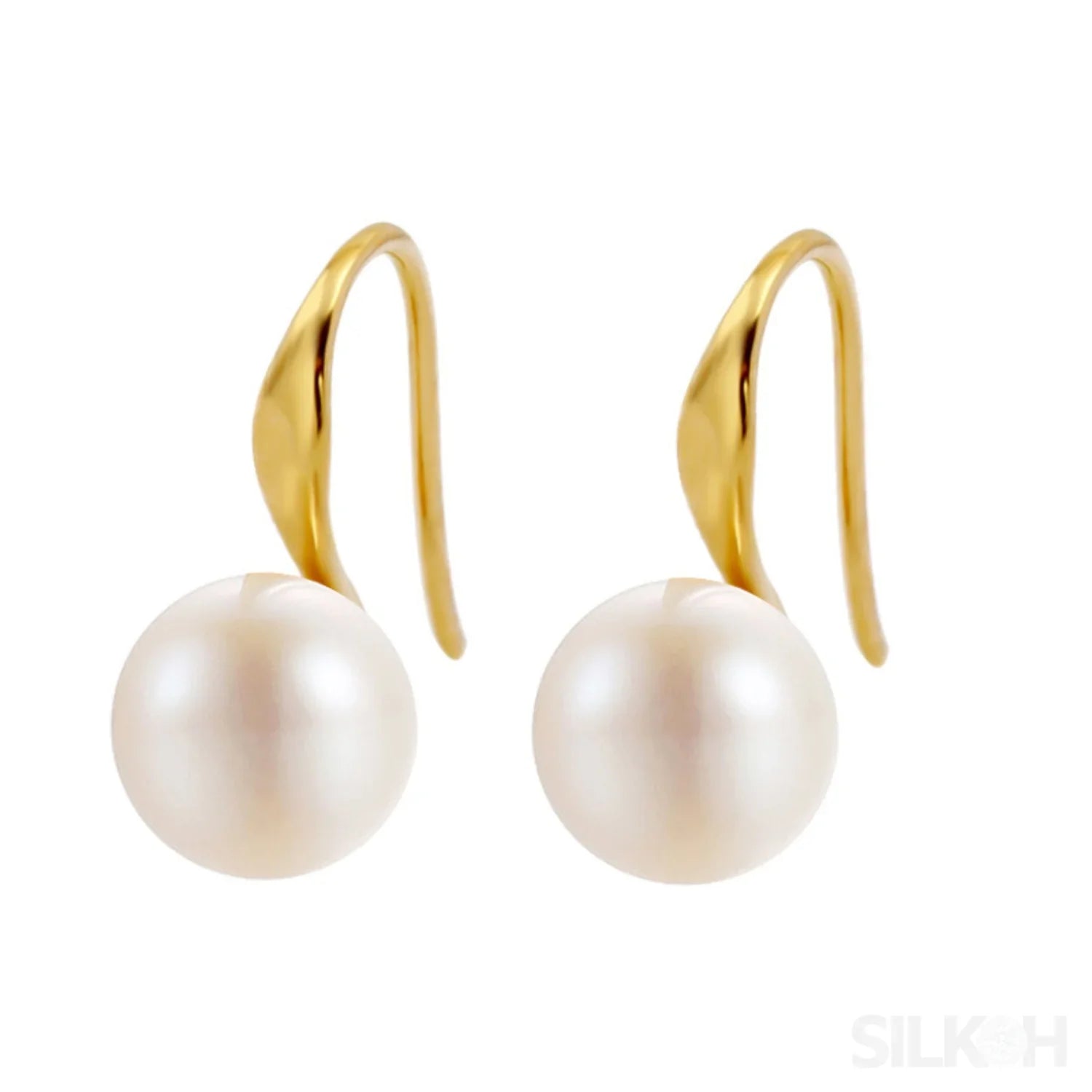 Retro Sterling Silver Freshwater Pearl Hook Earrings Flo - Sassygrove
