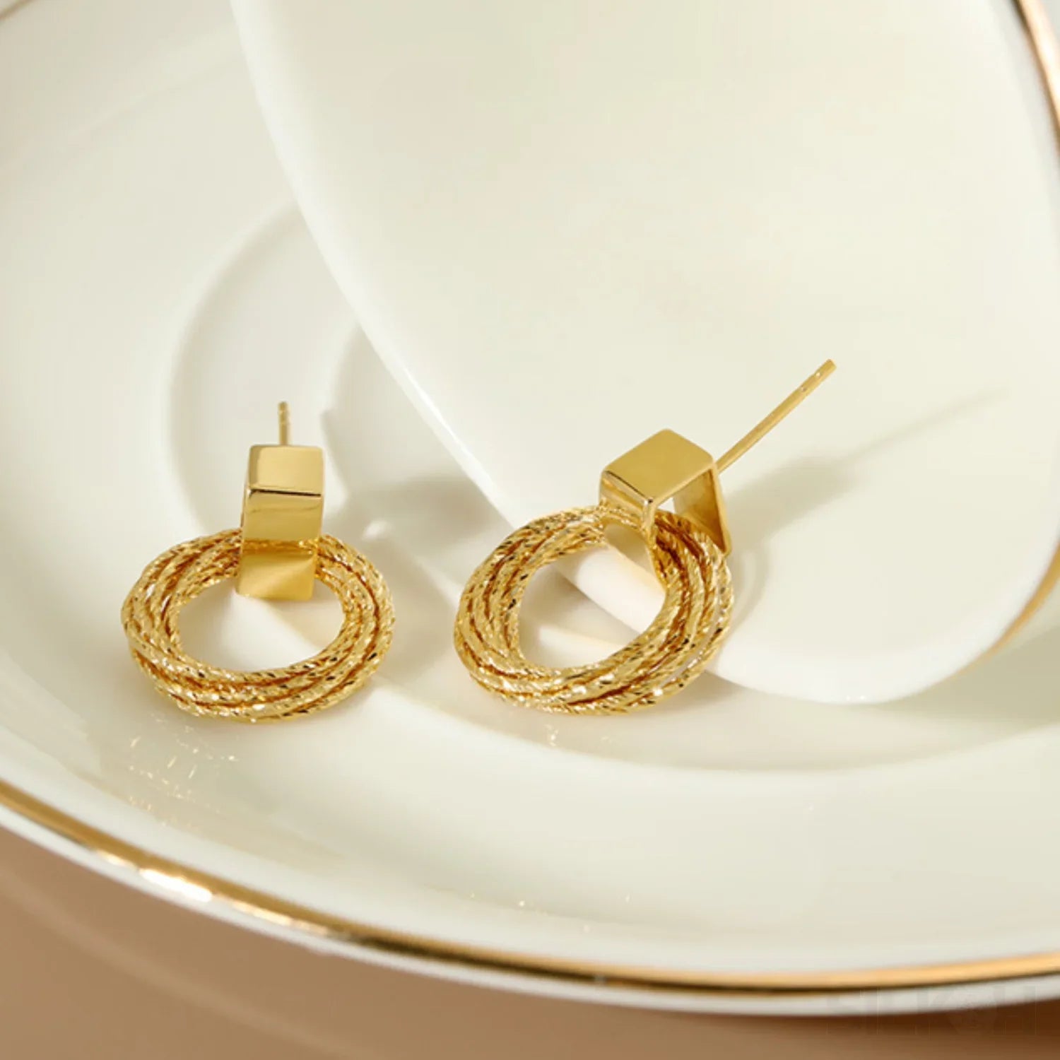 Retro Sterling Silver Multi Circle Drop Earrings Eve - Sassygrove
