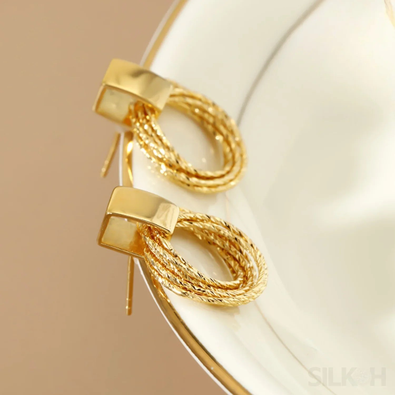 Retro Sterling Silver Multi Circle Drop Earrings Eve - Sassygrove