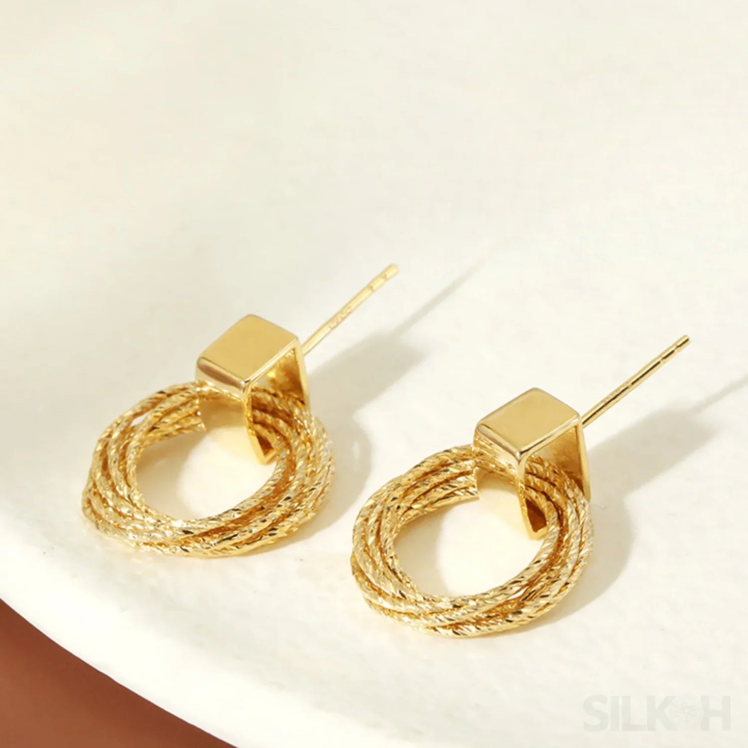 Retro Sterling Silver Multi Circle Drop Earrings Eve - Sassygrove