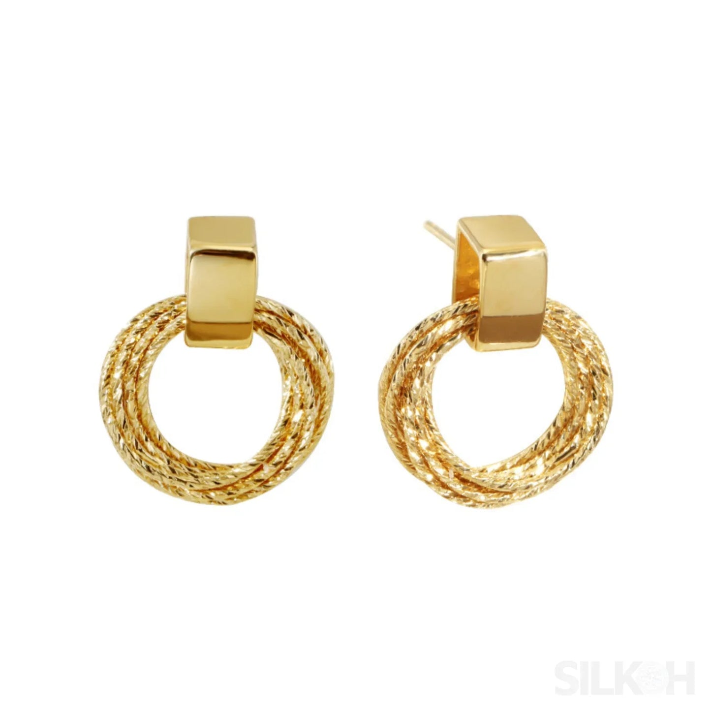 Retro Sterling Silver Multi Circle Drop Earrings Eve - Sassygrove