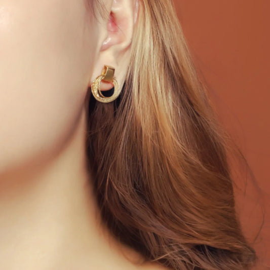 Retro Sterling Silver Multi Circle Drop Earrings Eve - Sassygrove