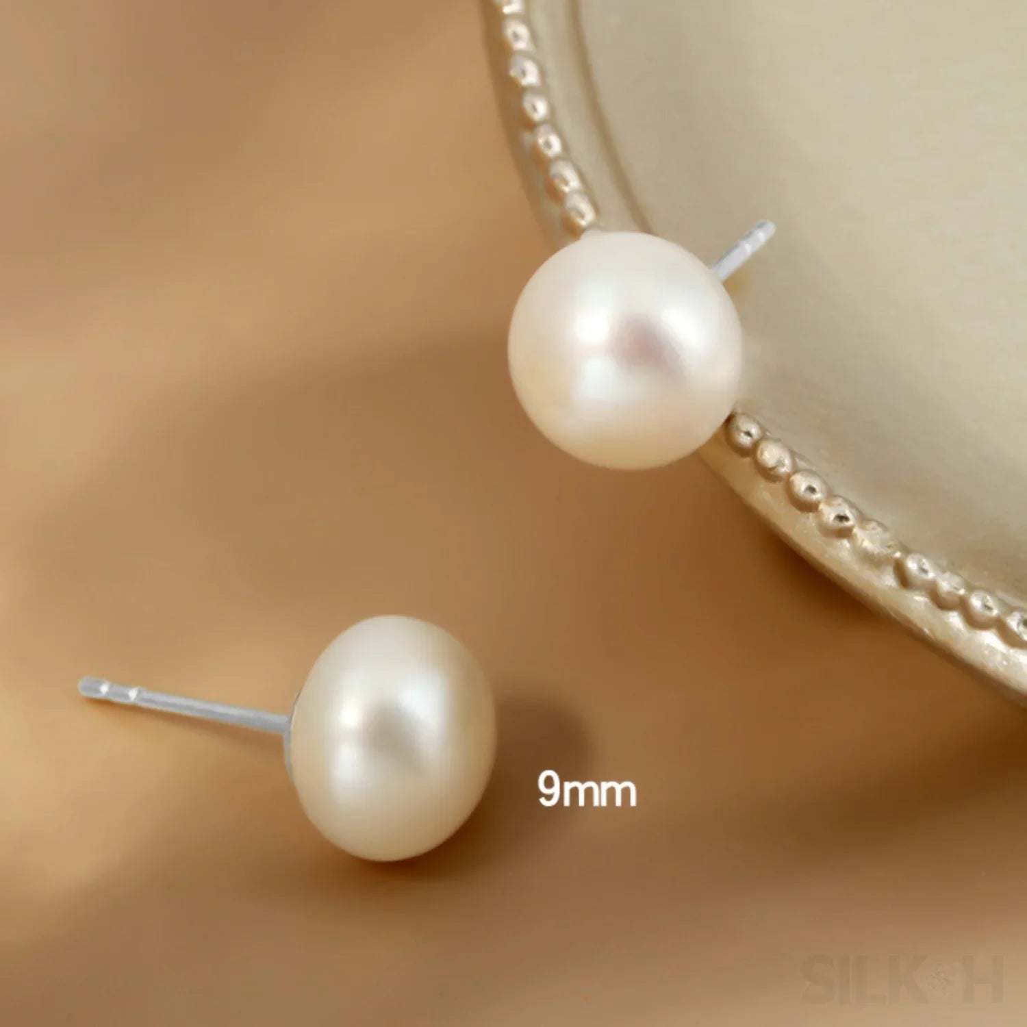 Retro Style Sterling Silver Freshwater Pearl Stud Earrings Dee - Sassygrove