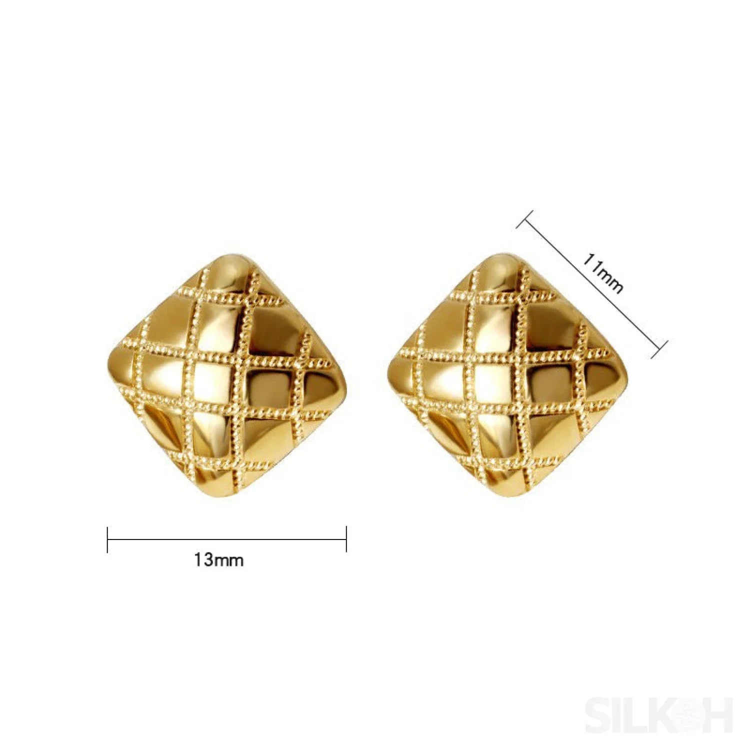 Rhombus Sterling Silver Pattern Stud Earrings Dia - Sassygrove