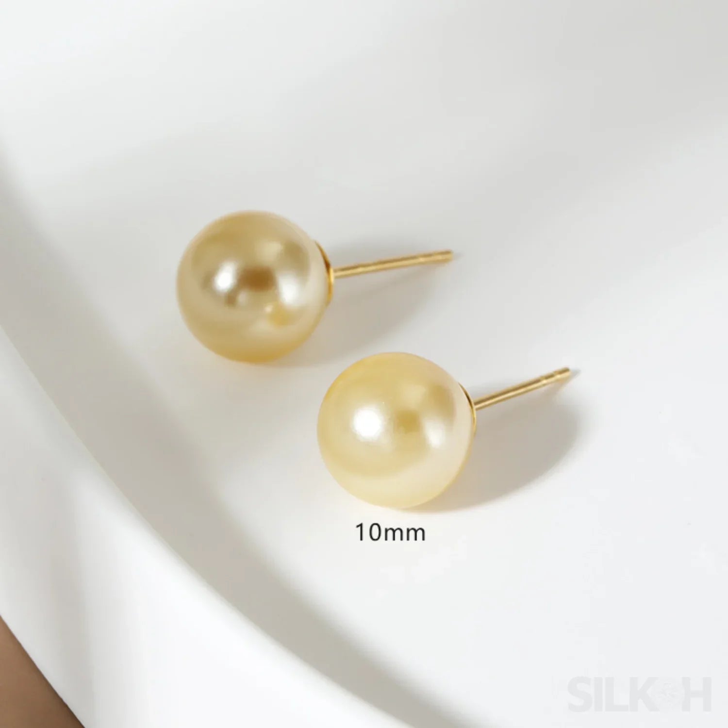 Round 18K Gold Plated Sterling Silver Pearl Stud Earrings Kya - Sassygrove