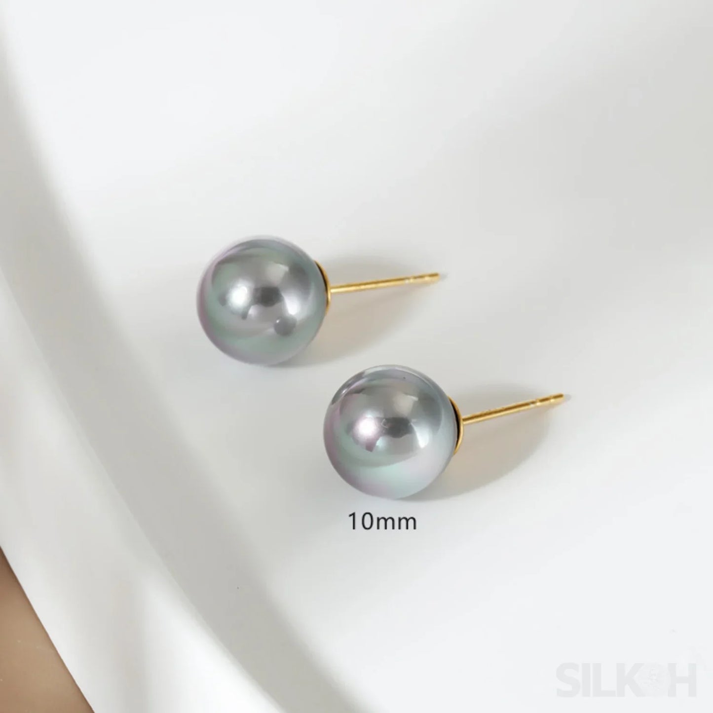 Round 18K Gold Plated Sterling Silver Pearl Stud Earrings Kya - Sassygrove