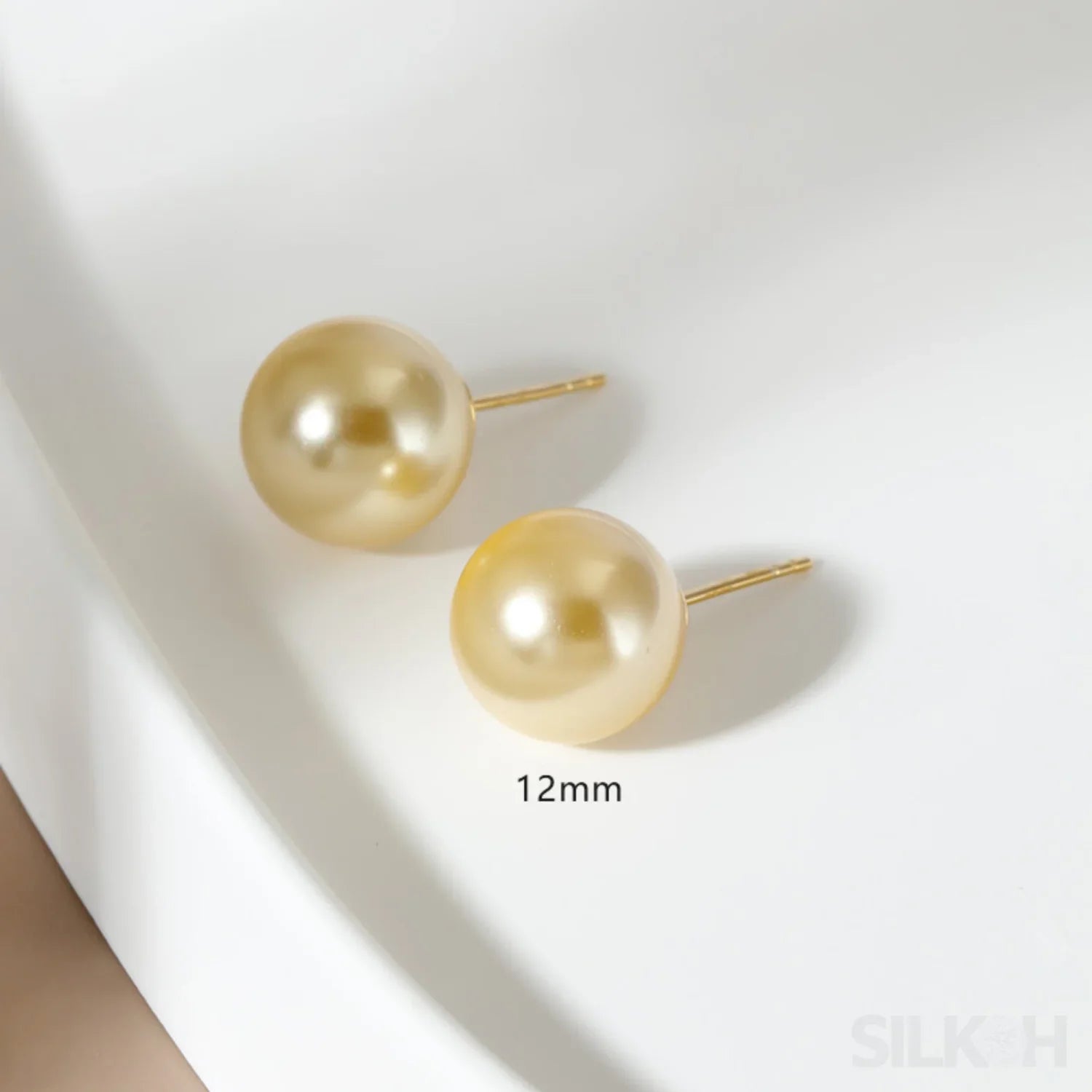 Round 18K Gold Plated Sterling Silver Pearl Stud Earrings Kya - Sassygrove
