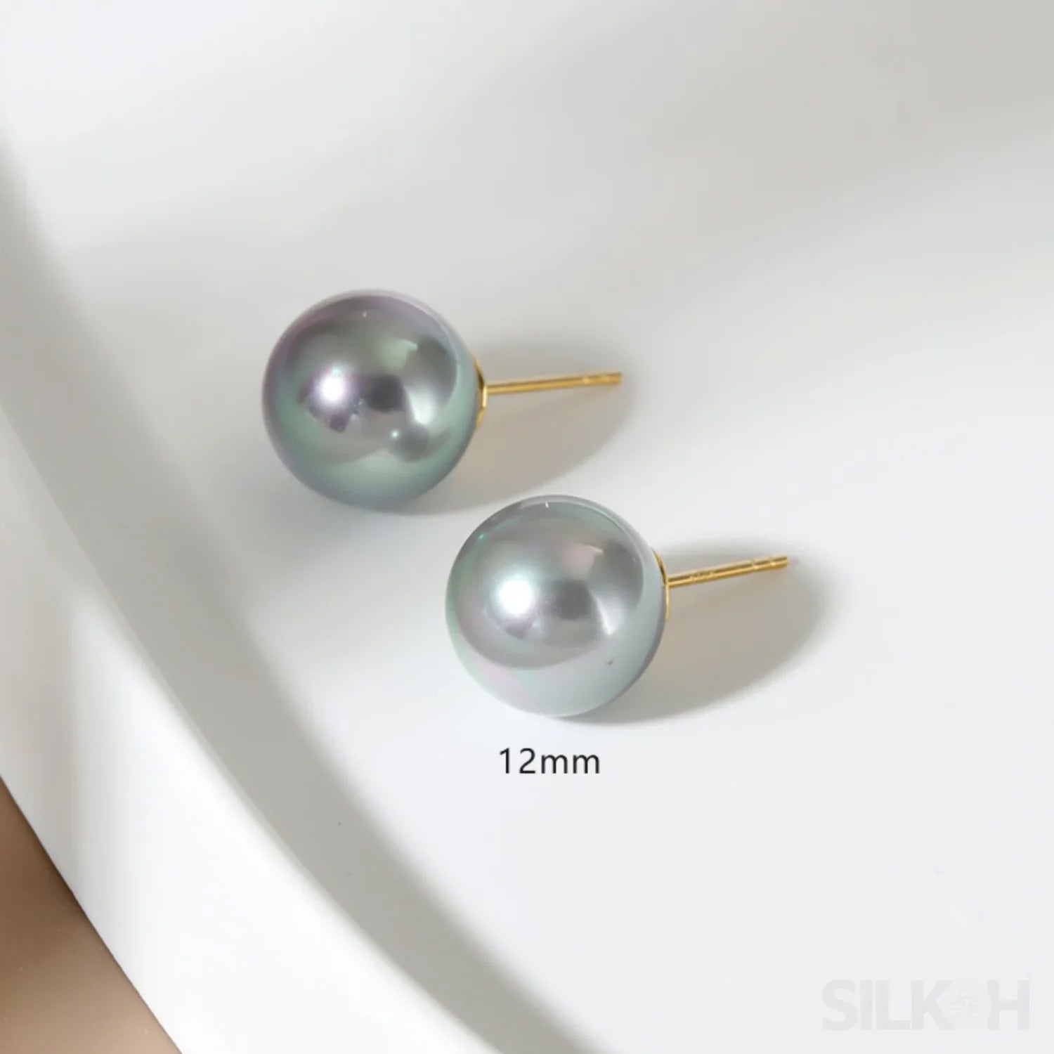Round 18K Gold Plated Sterling Silver Pearl Stud Earrings Kya - Sassygrove