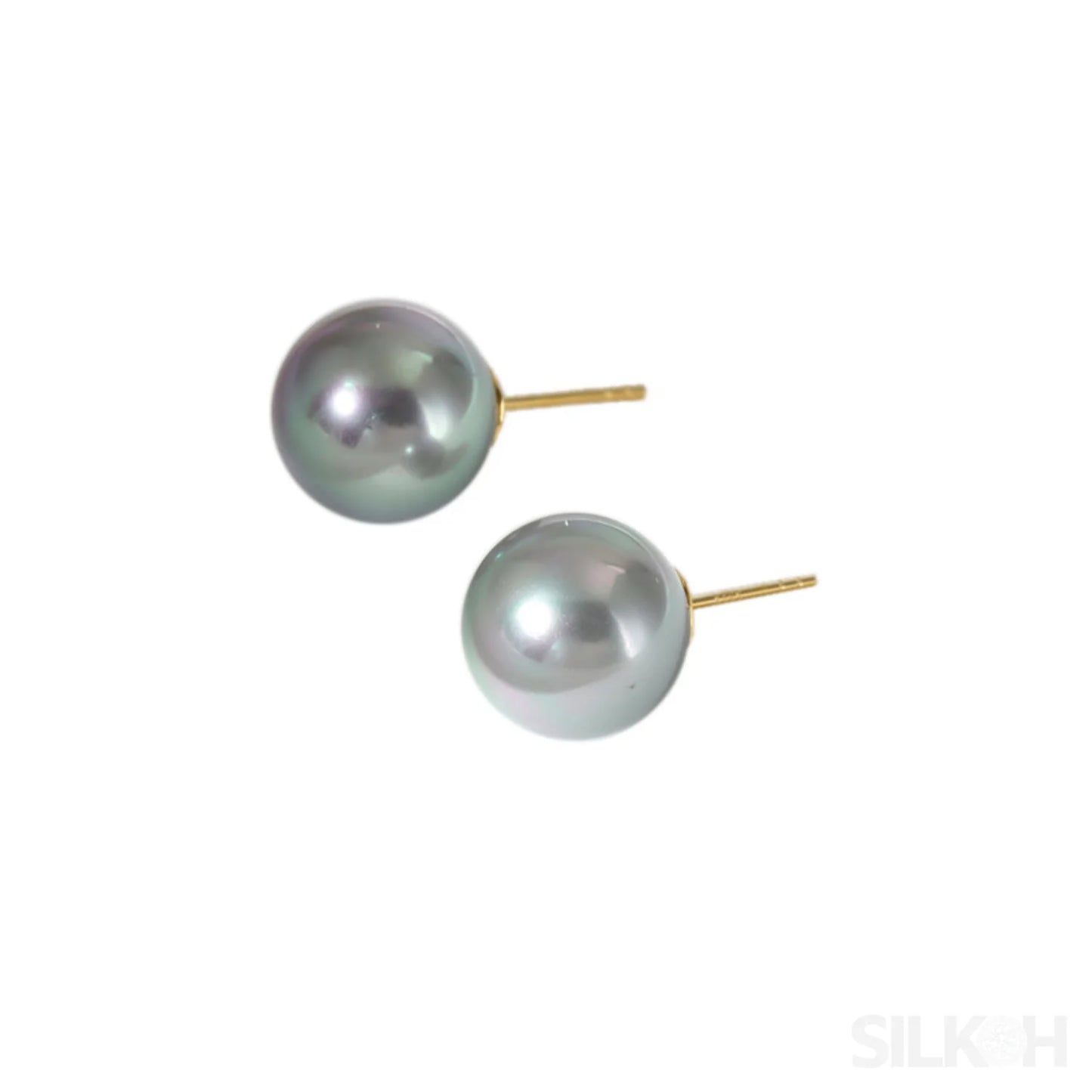 Round 18K Gold Plated Sterling Silver Pearl Stud Earrings Kya - Sassygrove