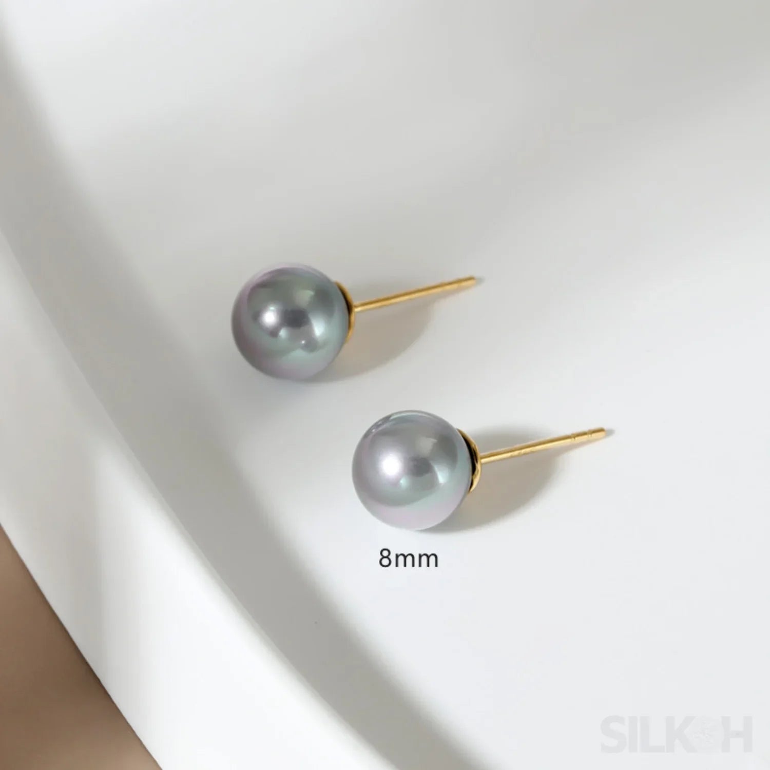 Round 18K Gold Plated Sterling Silver Pearl Stud Earrings Kya - Sassygrove