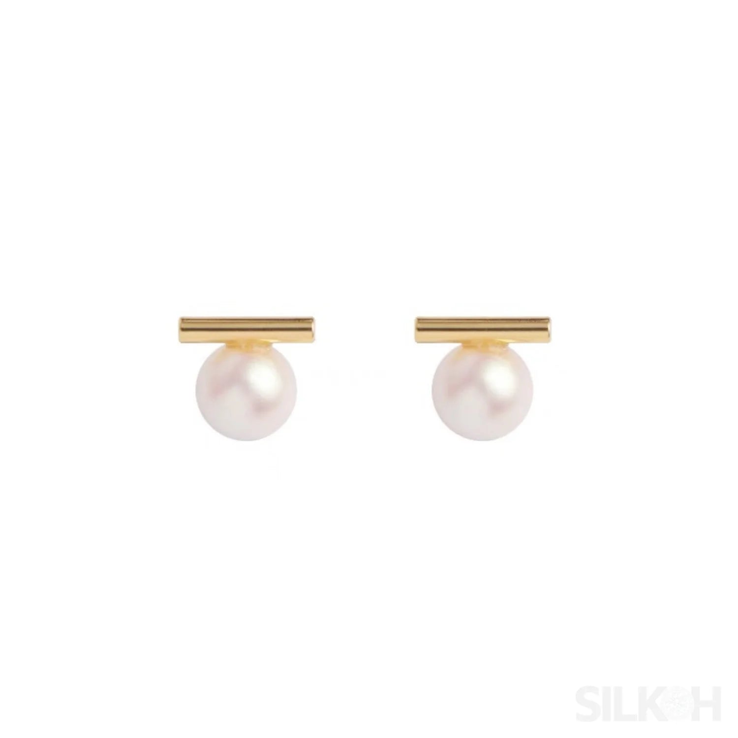 Round 18K Gold Sterling Silver Pearl Stud Bridal Earrings Gia - Sassygrove