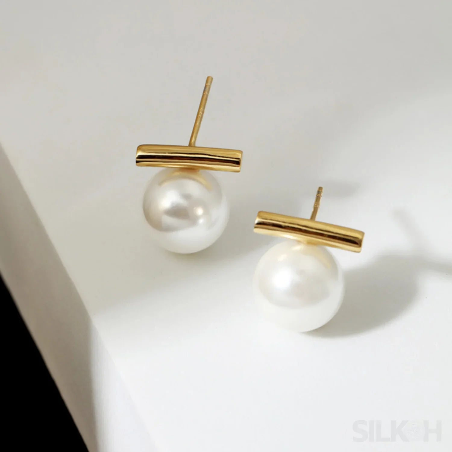 Round 18K Gold Sterling Silver Pearl Stud Bridal Earrings Gia - Sassygrove