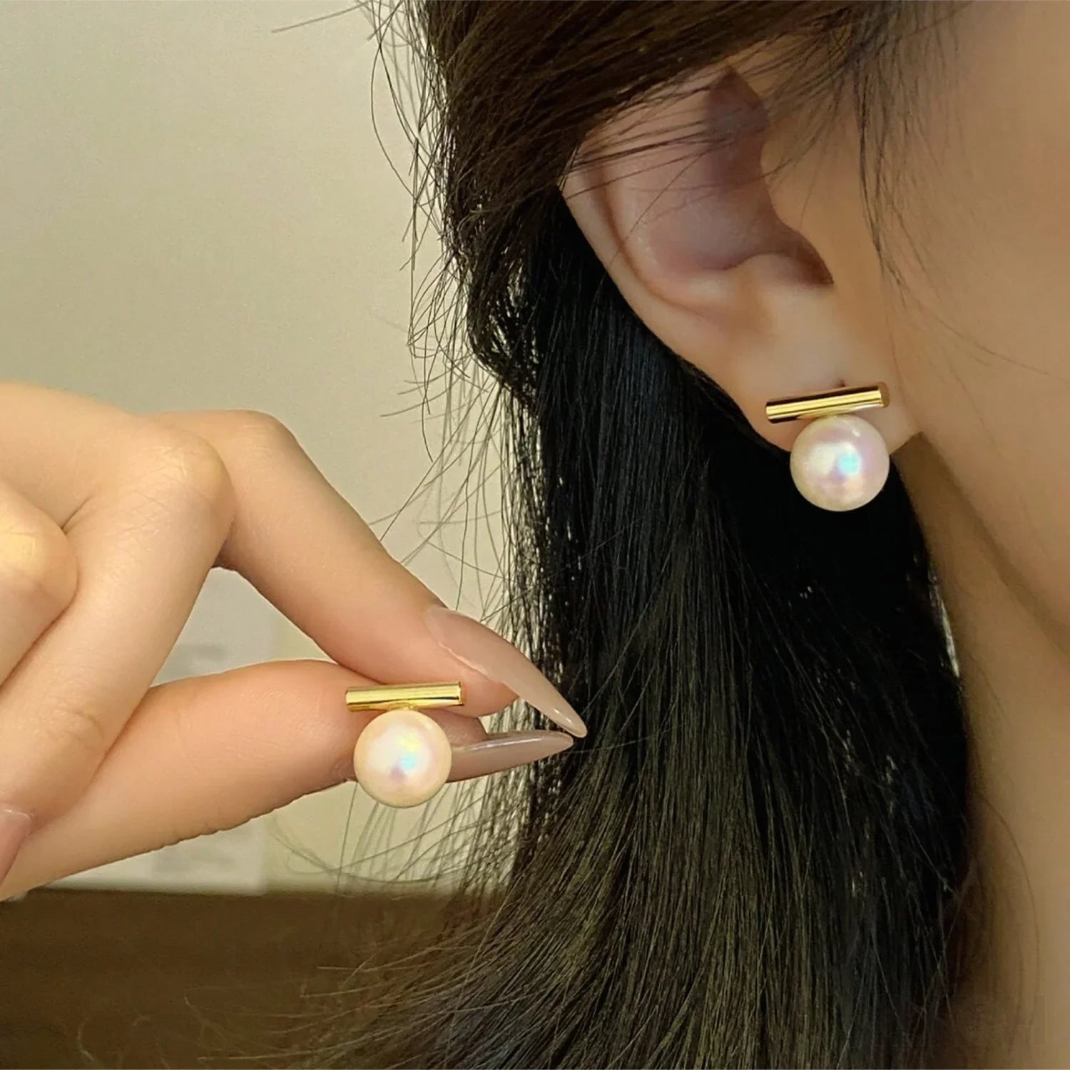 Round 18K Gold Sterling Silver Pearl Stud Bridal Earrings Gia - Sassygrove